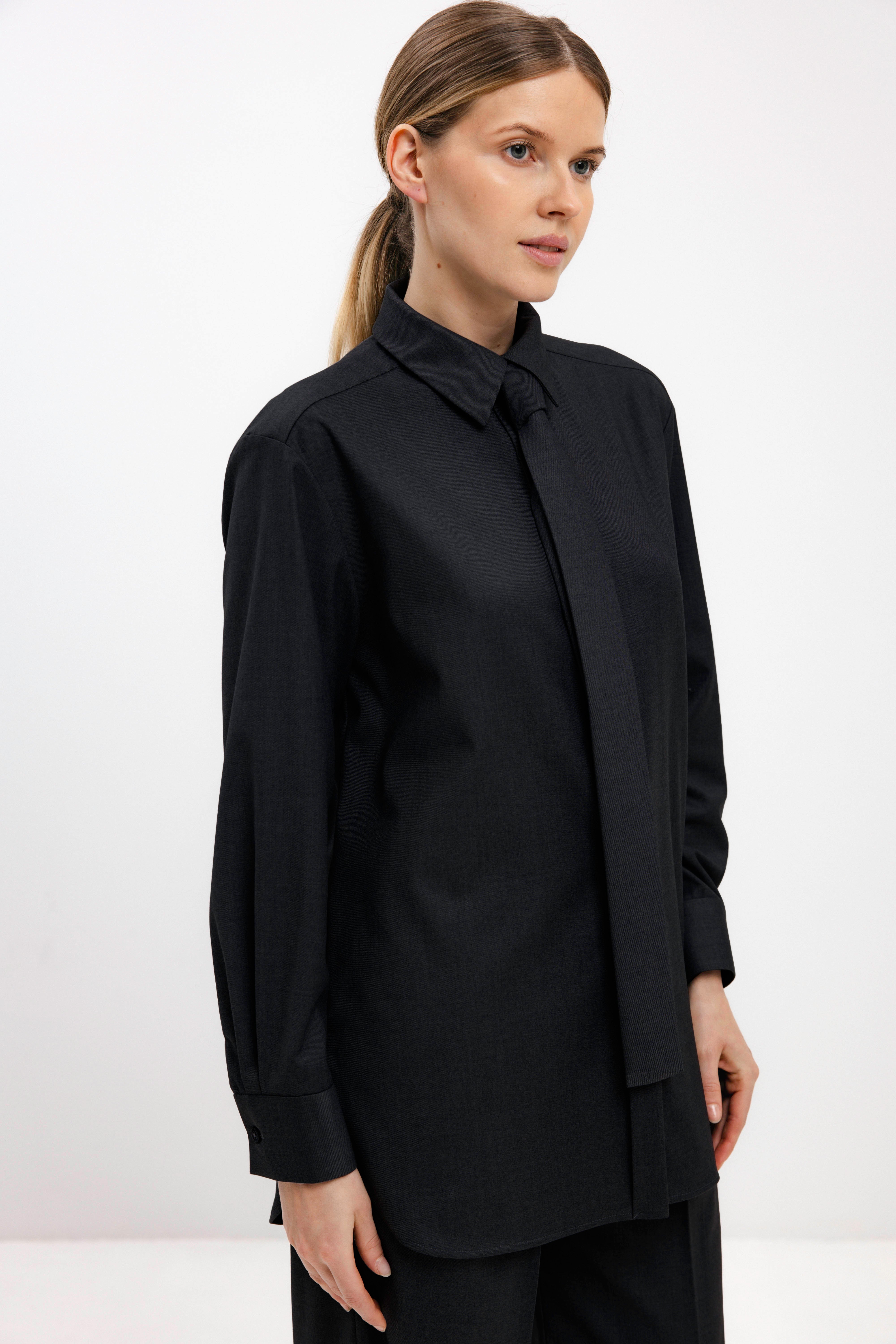 BLACK NAVY LOOSE SHIRT