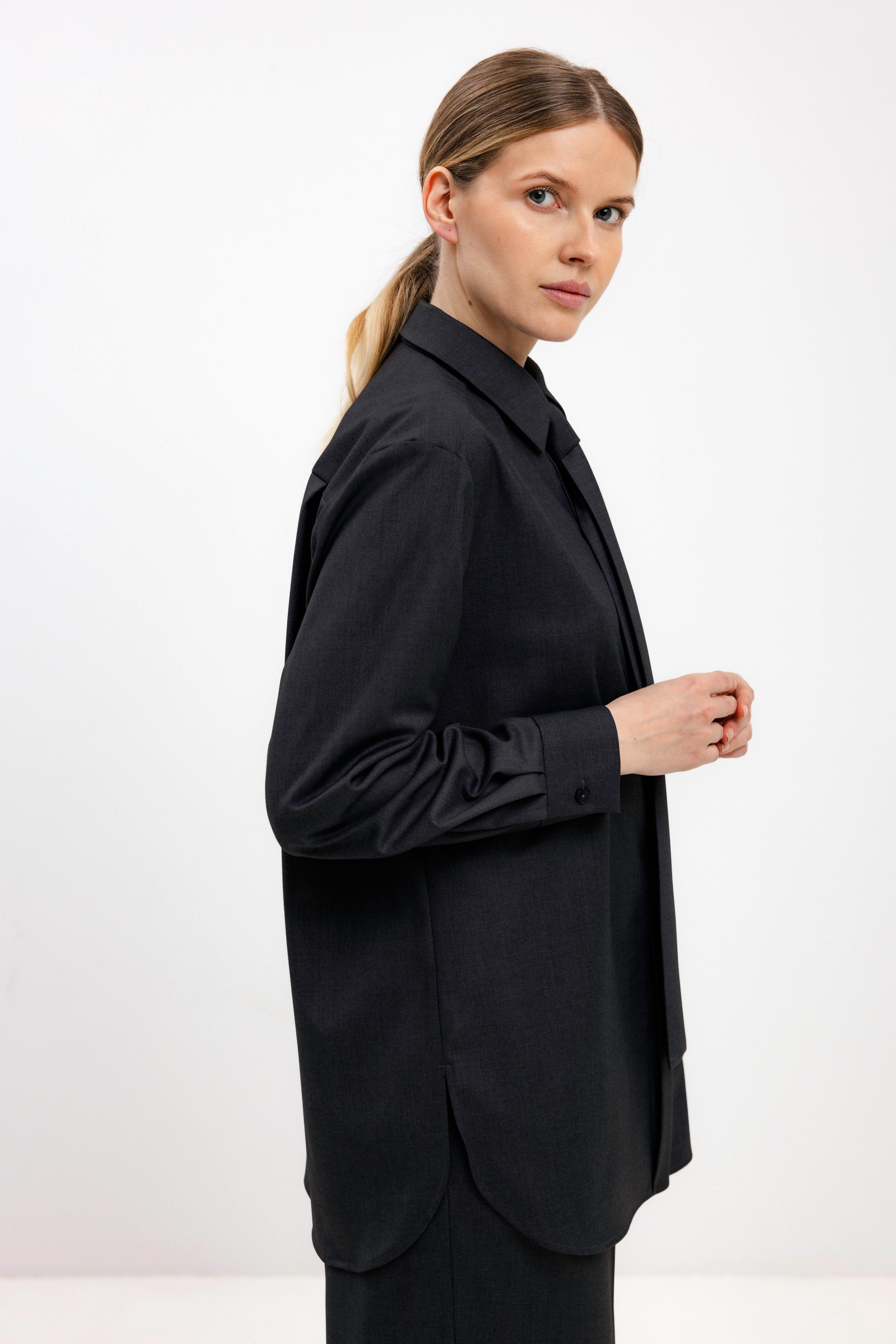 BLACK NAVY LOOSE SHIRT