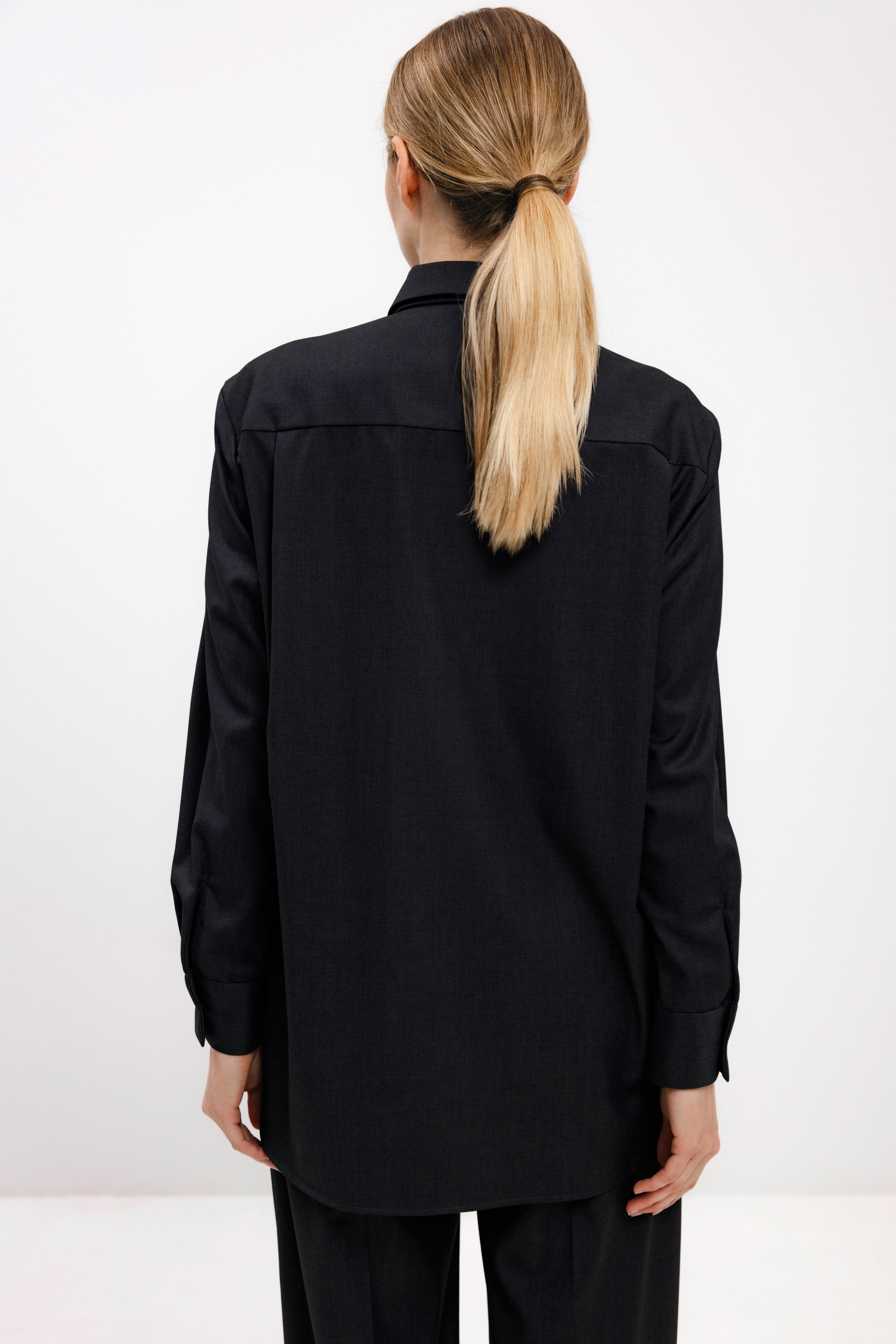 BLACK NAVY LOOSE SHIRT