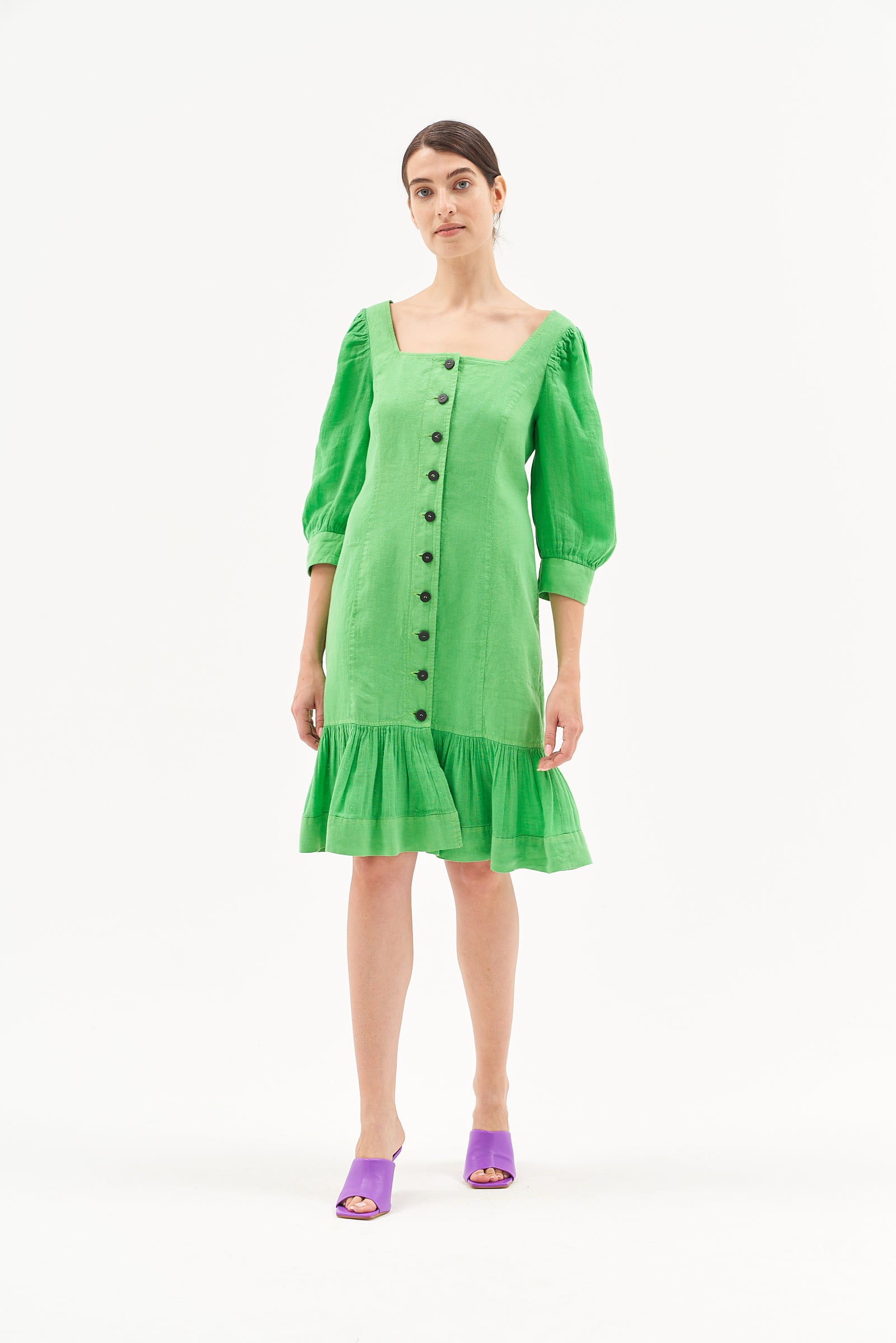 SQUARE NECK DRESS INTENSIVE GREEN