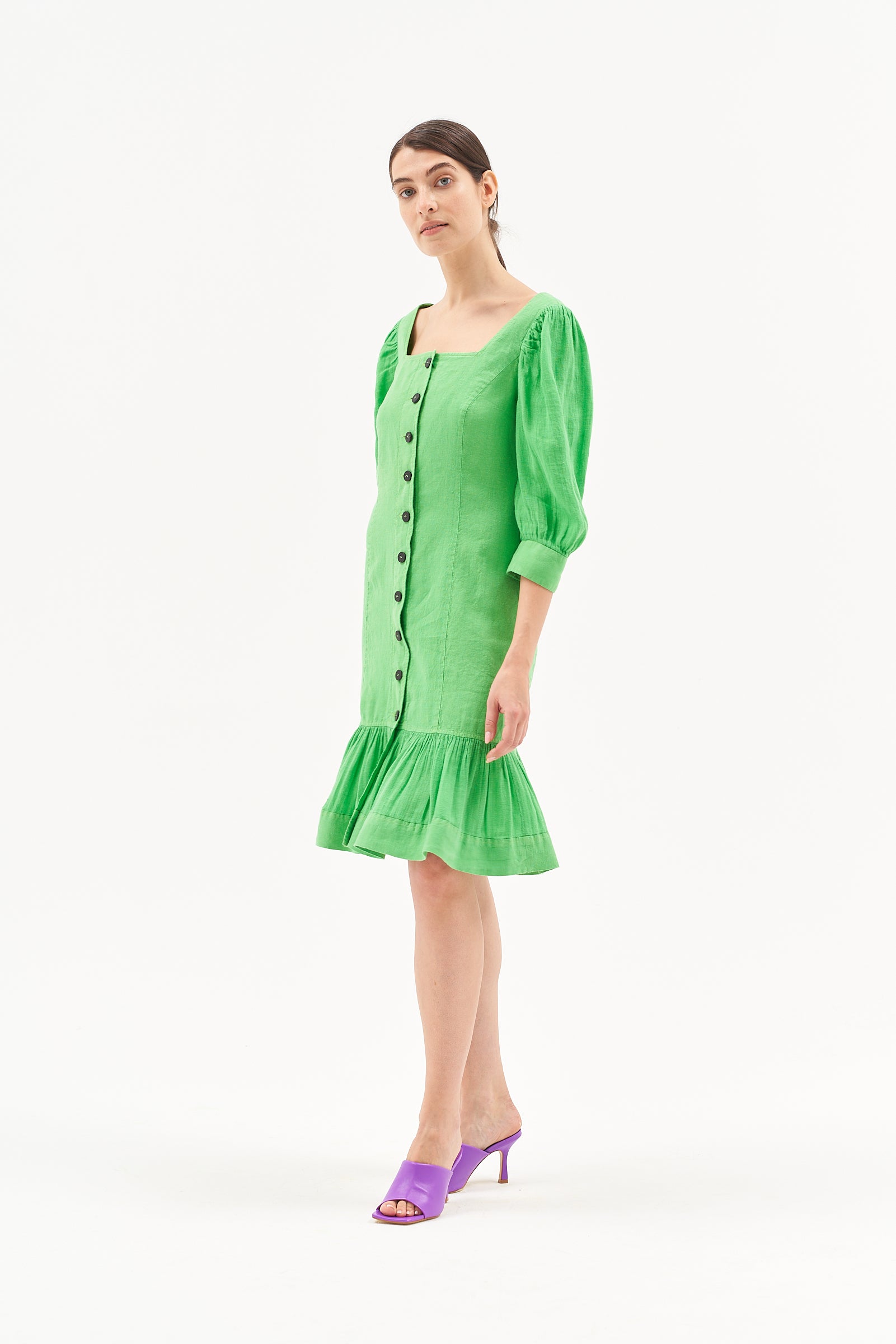 SQUARE NECK DRESS INTENSIVE GREEN