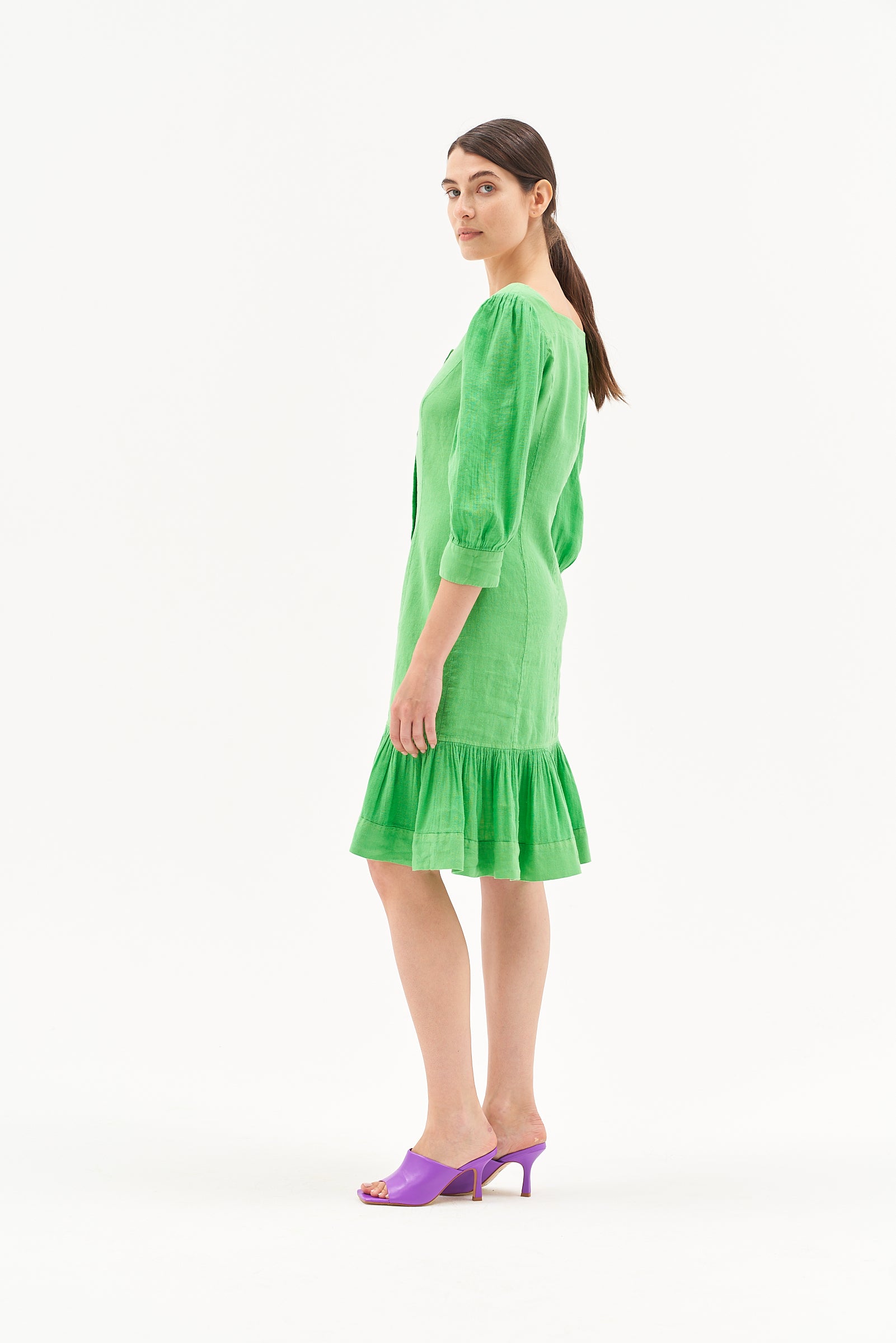 SQUARE NECK DRESS INTENSIVE GREEN