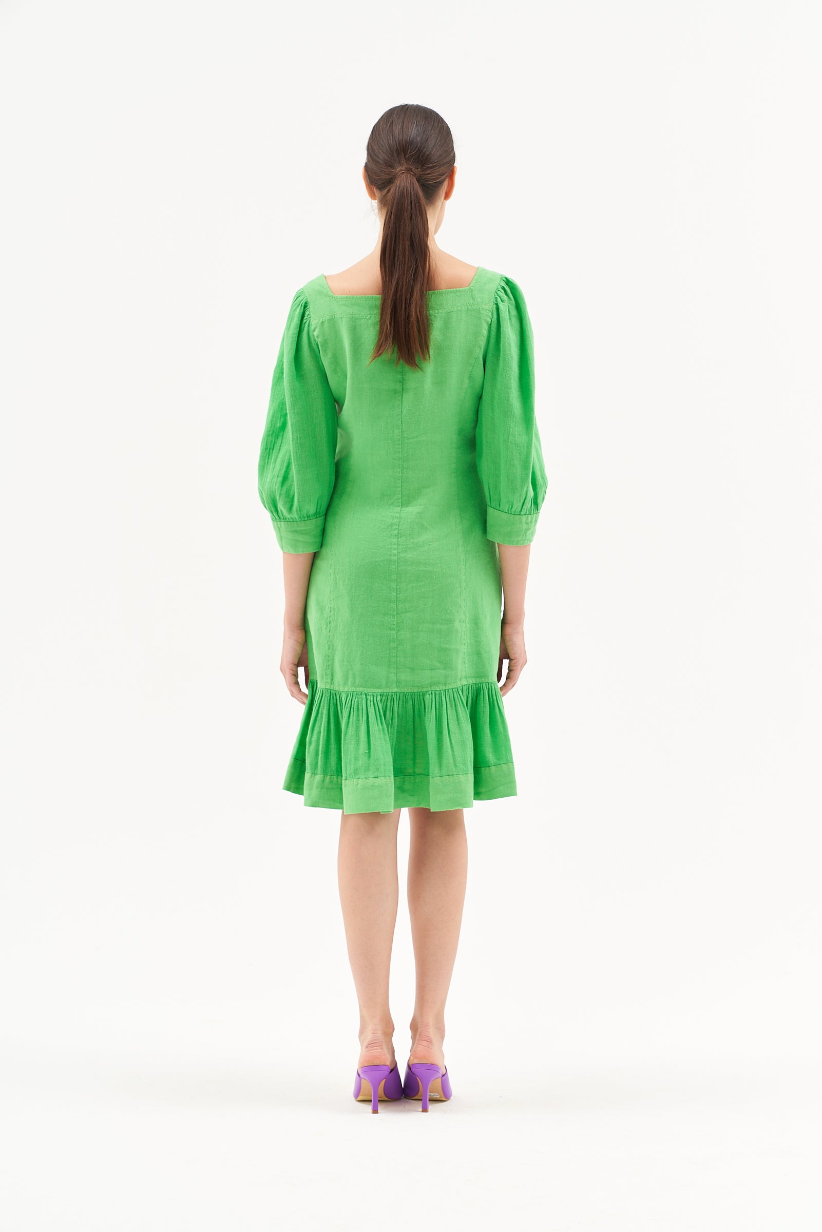 SQUARE NECK DRESS INTENSIVE GREEN