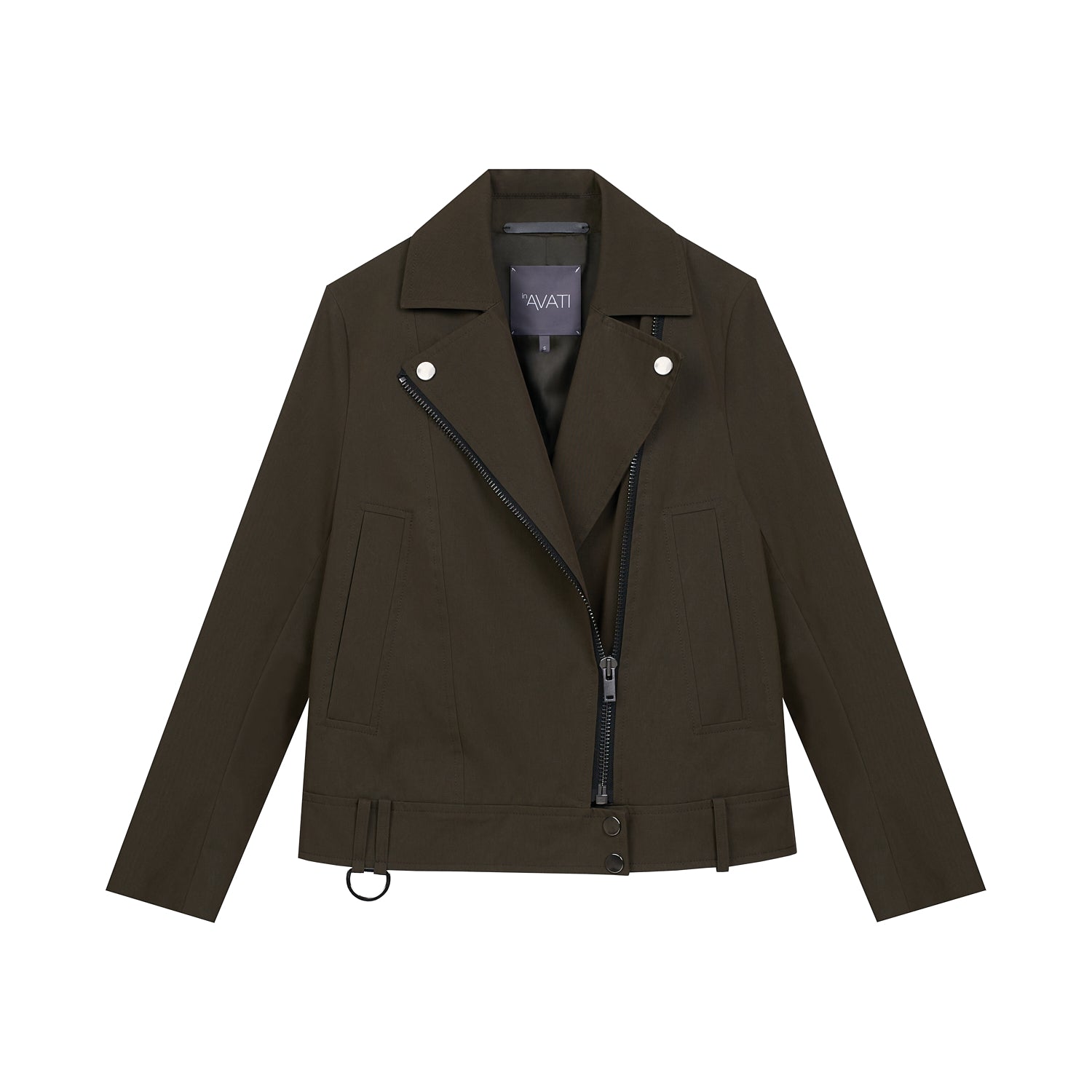 BIKER-STYLE SHORT JACKET IN OLIVE
