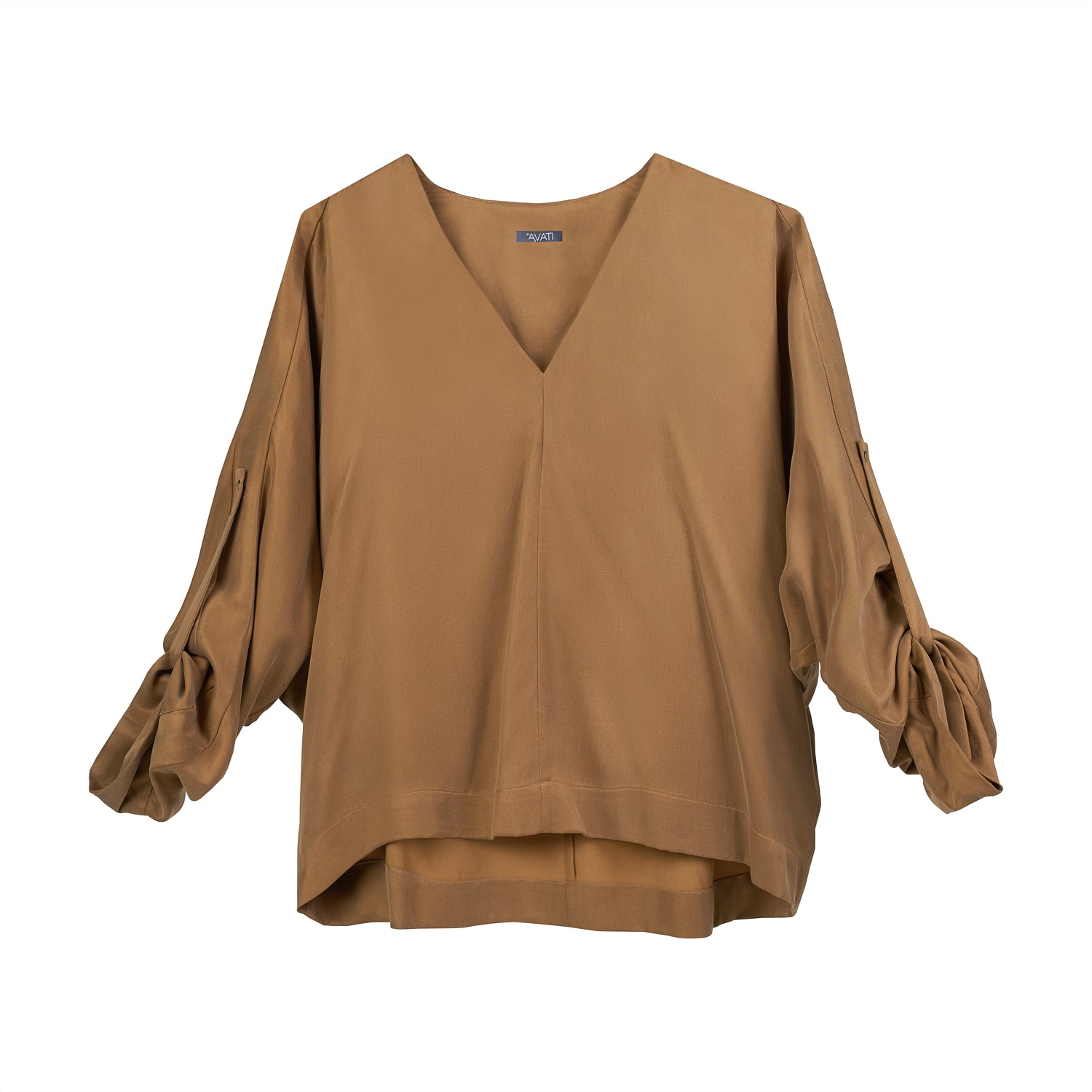 CAMEL BLOUSE WITH KIMONO SLEEVES