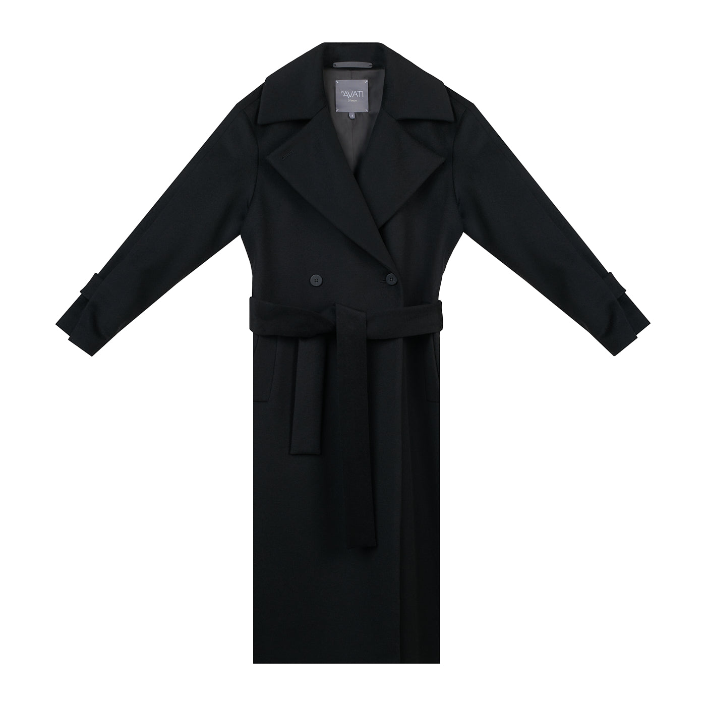 DOUBLE-BREASTED WOOL COAT IN BLACK