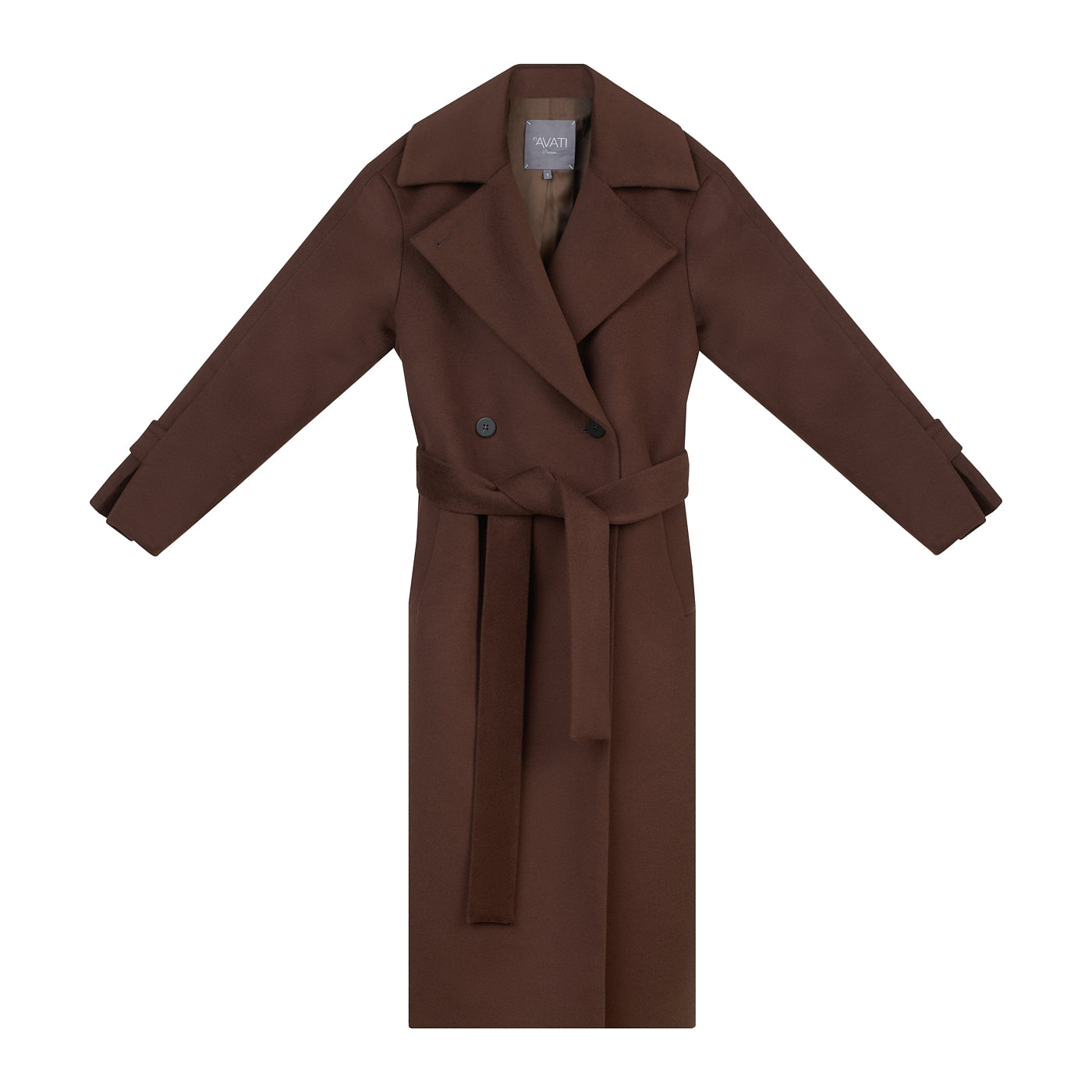 DOUBLE-BREASTED WOOL COAT IN CHOCOLATE BROWN