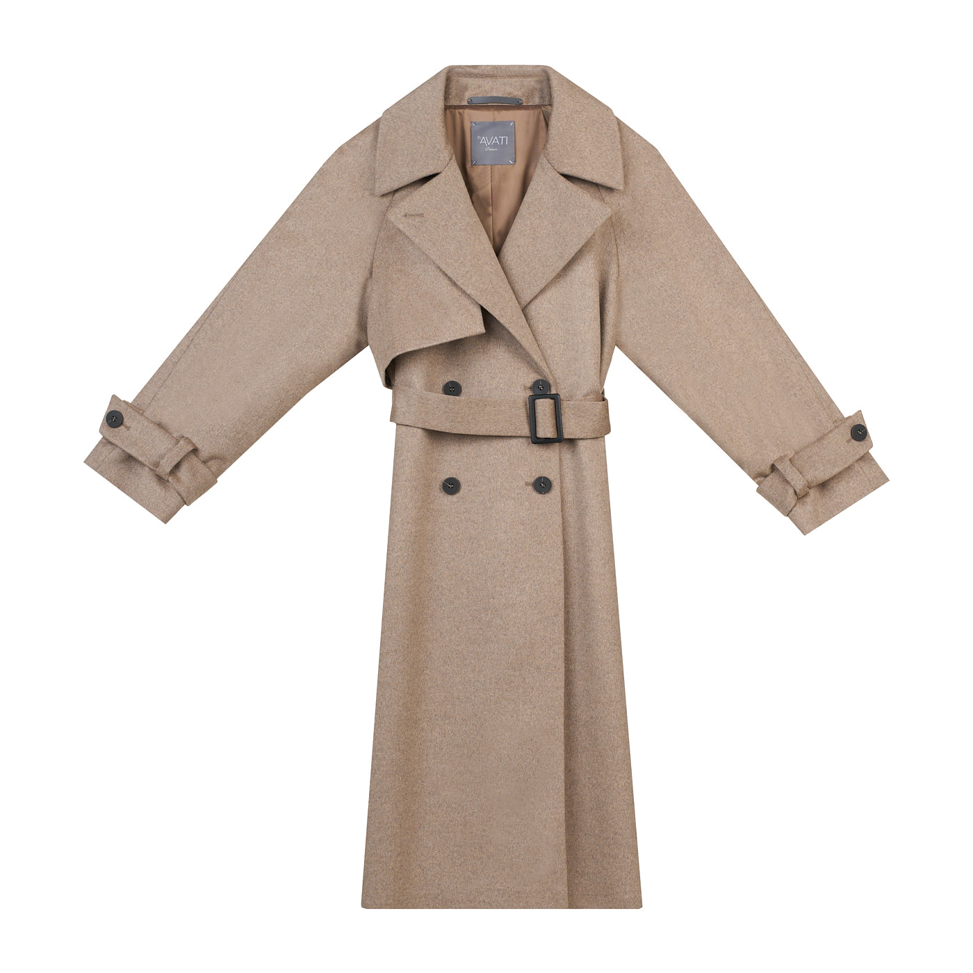 CAPPUCCINO WOOL COAT WITH BELT