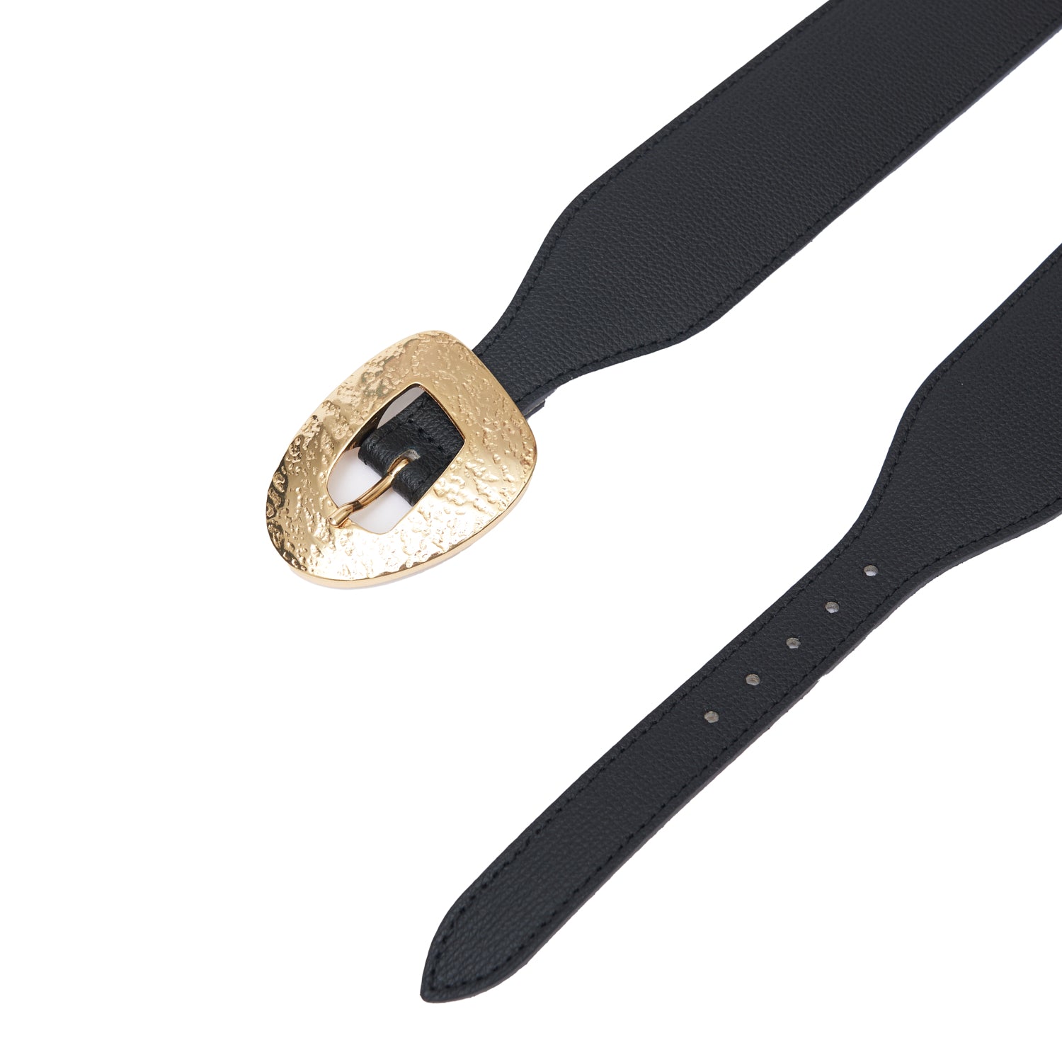 BLACK LEATHER BELT WITH GOLD BUCKLE