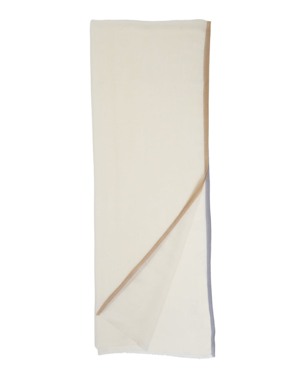 MILK WOOL SCARF WITH COLORFUL EDGES