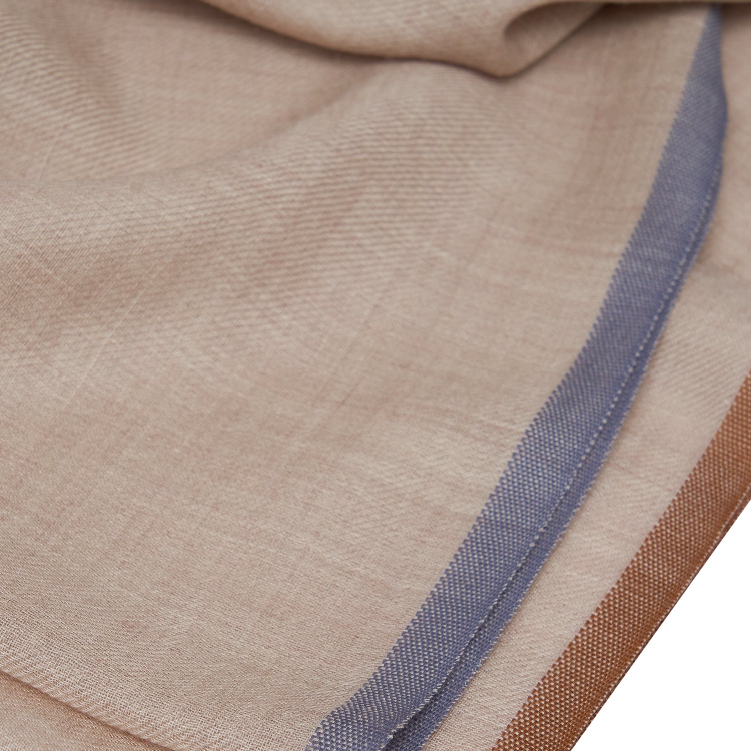 BEIGE WOOL SCARF WITH COLORFUL EDGES