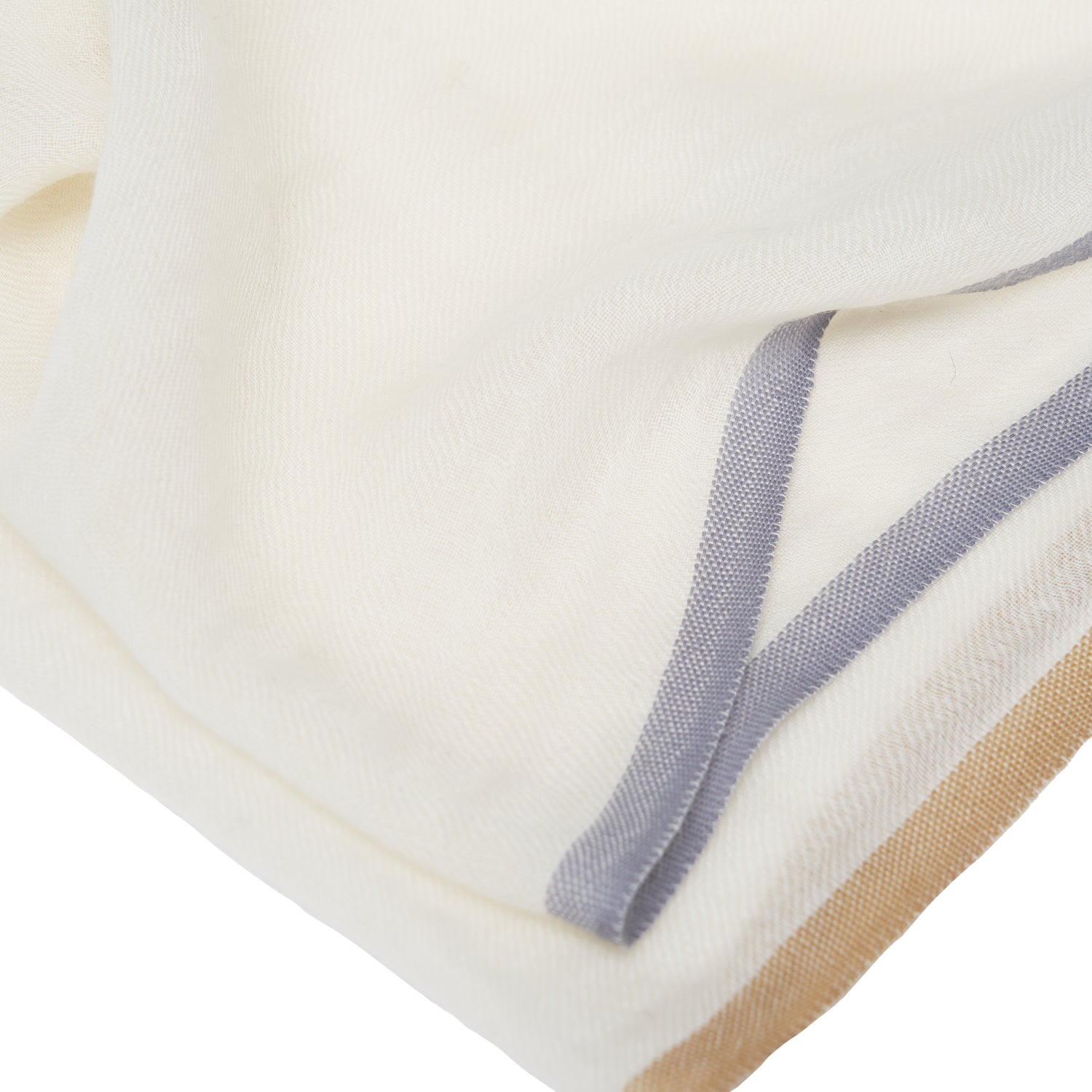 MILK WOOL SCARF WITH COLORFUL EDGES