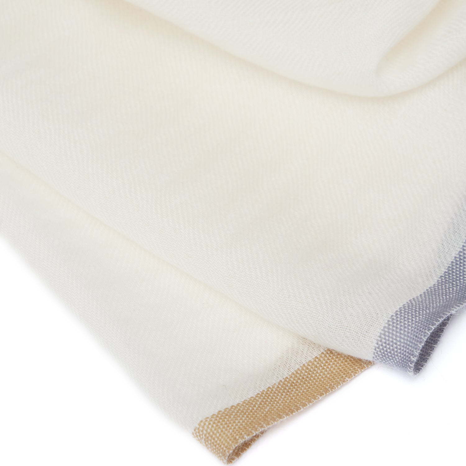 MILK WOOL SCARF WITH COLORFUL EDGES