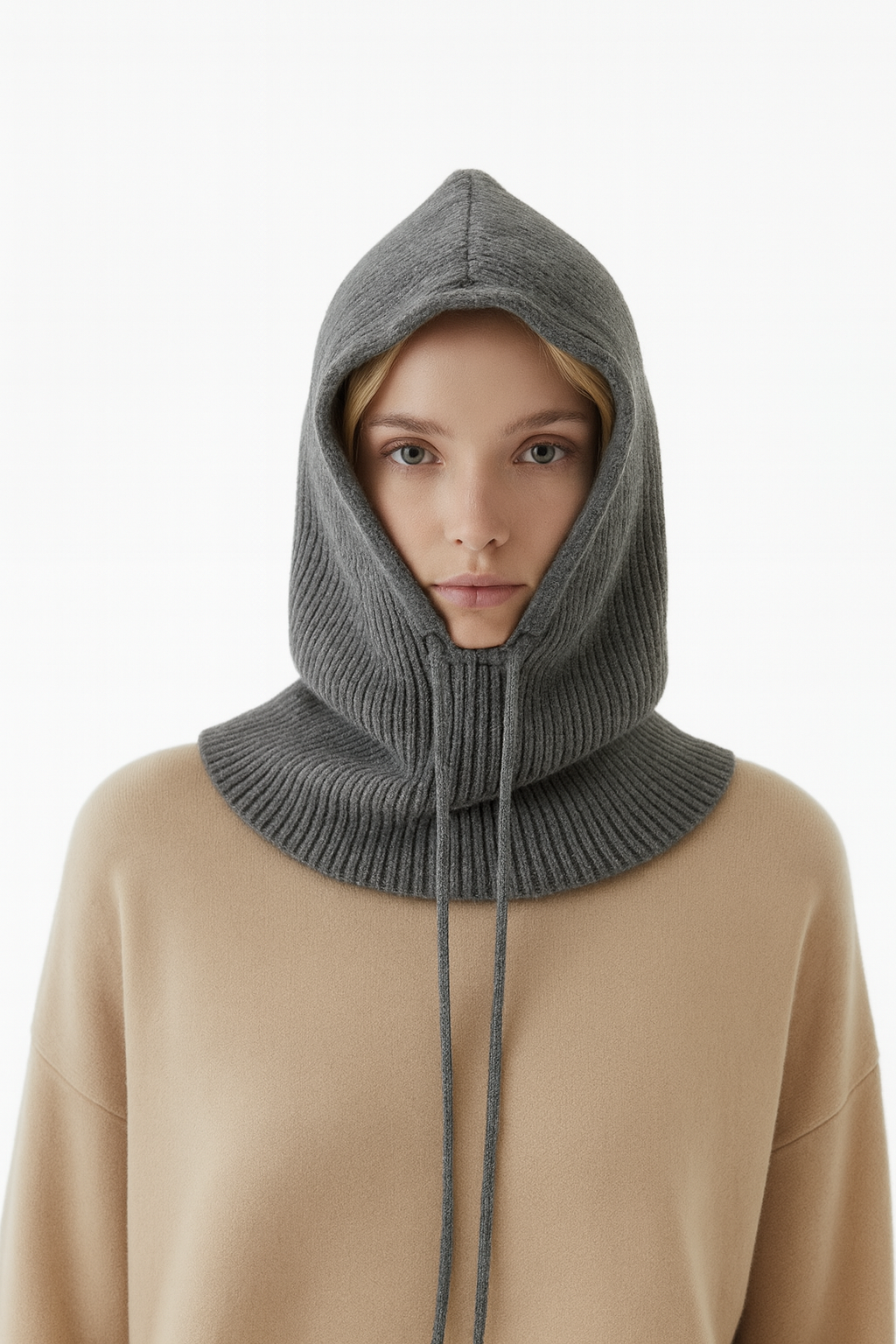 GREY WOOL-BLEND BALACLAVA