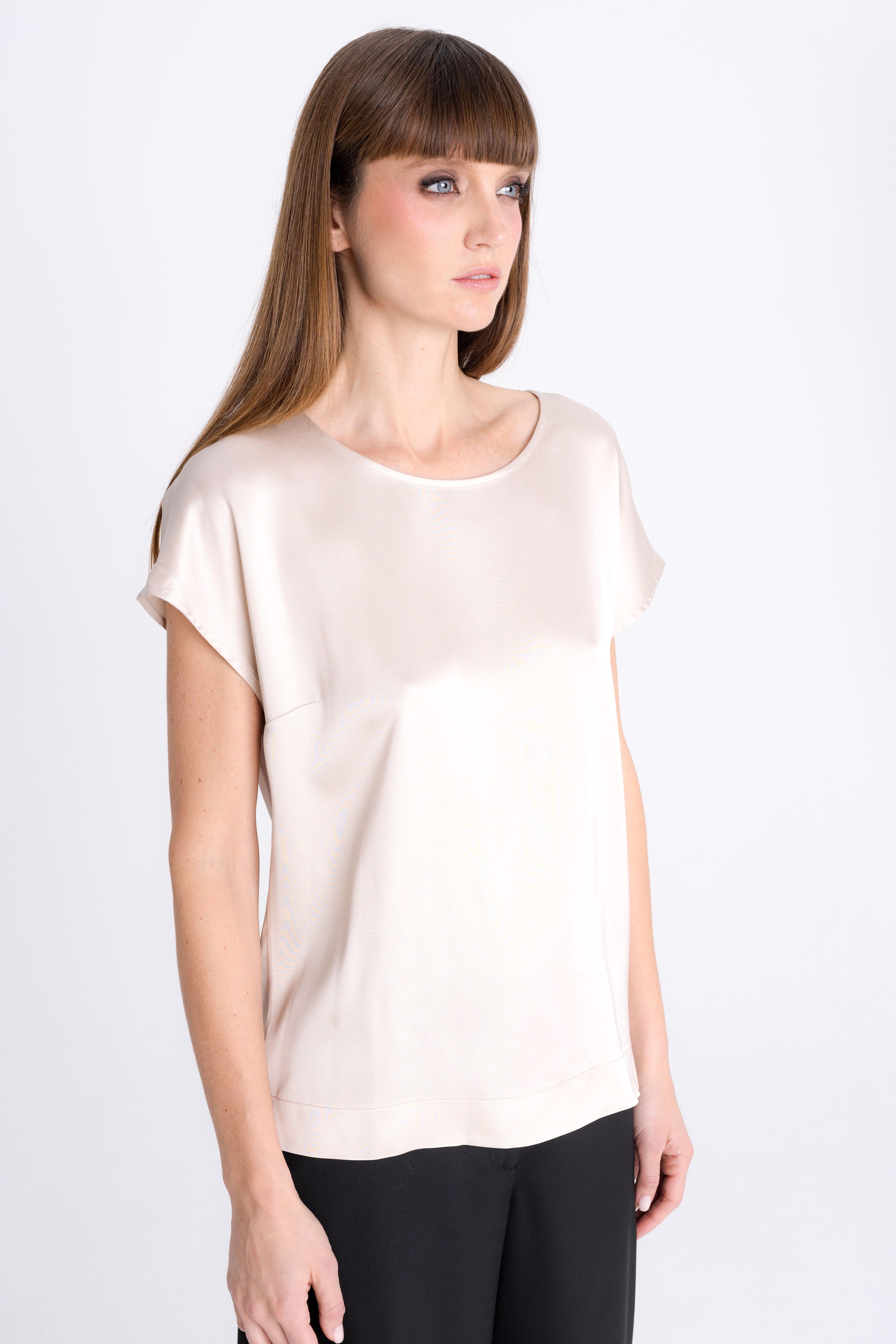 SHORT SLEEVE BEIGE BLOUSE