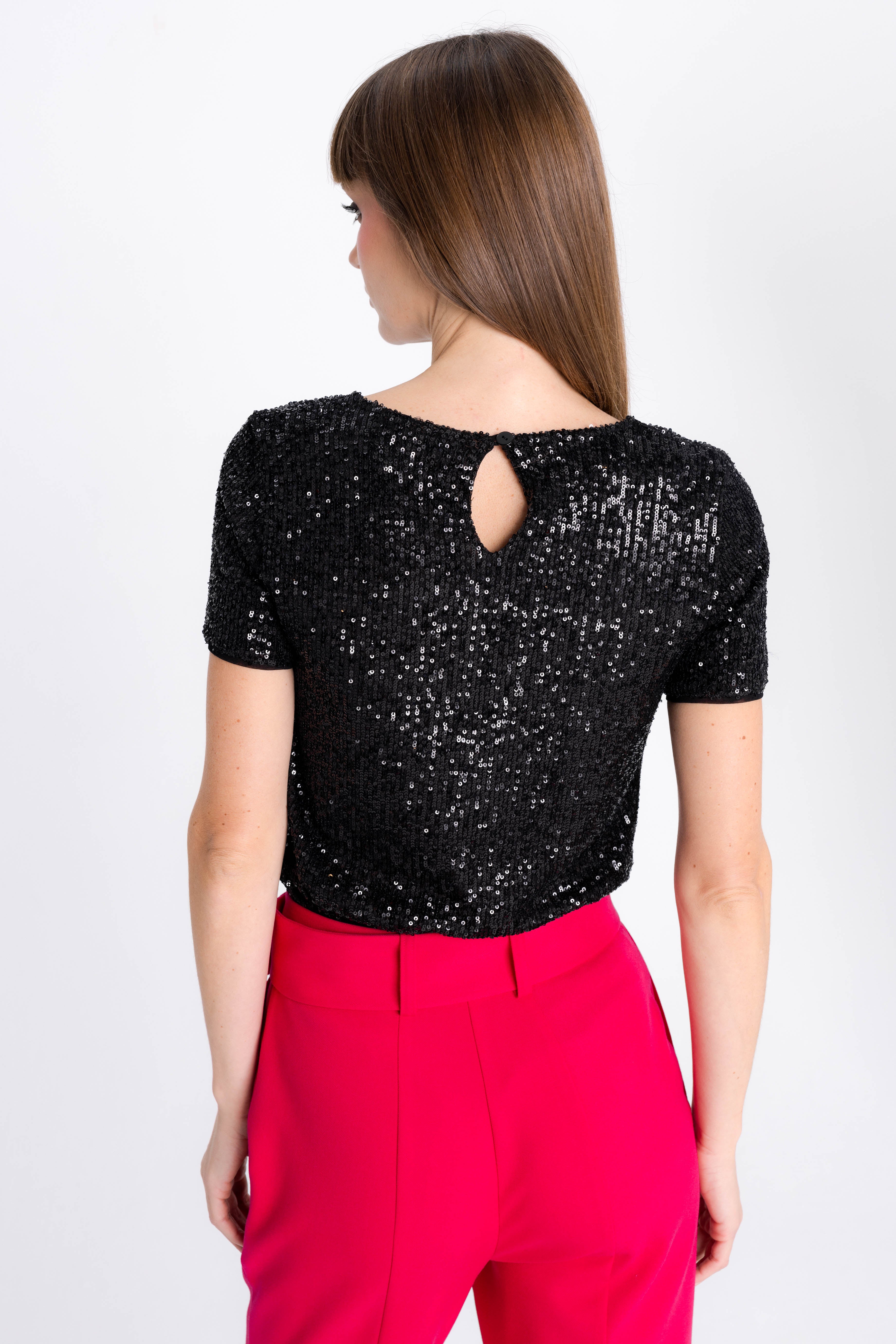 SEQUINNED BLACK BLOUSE