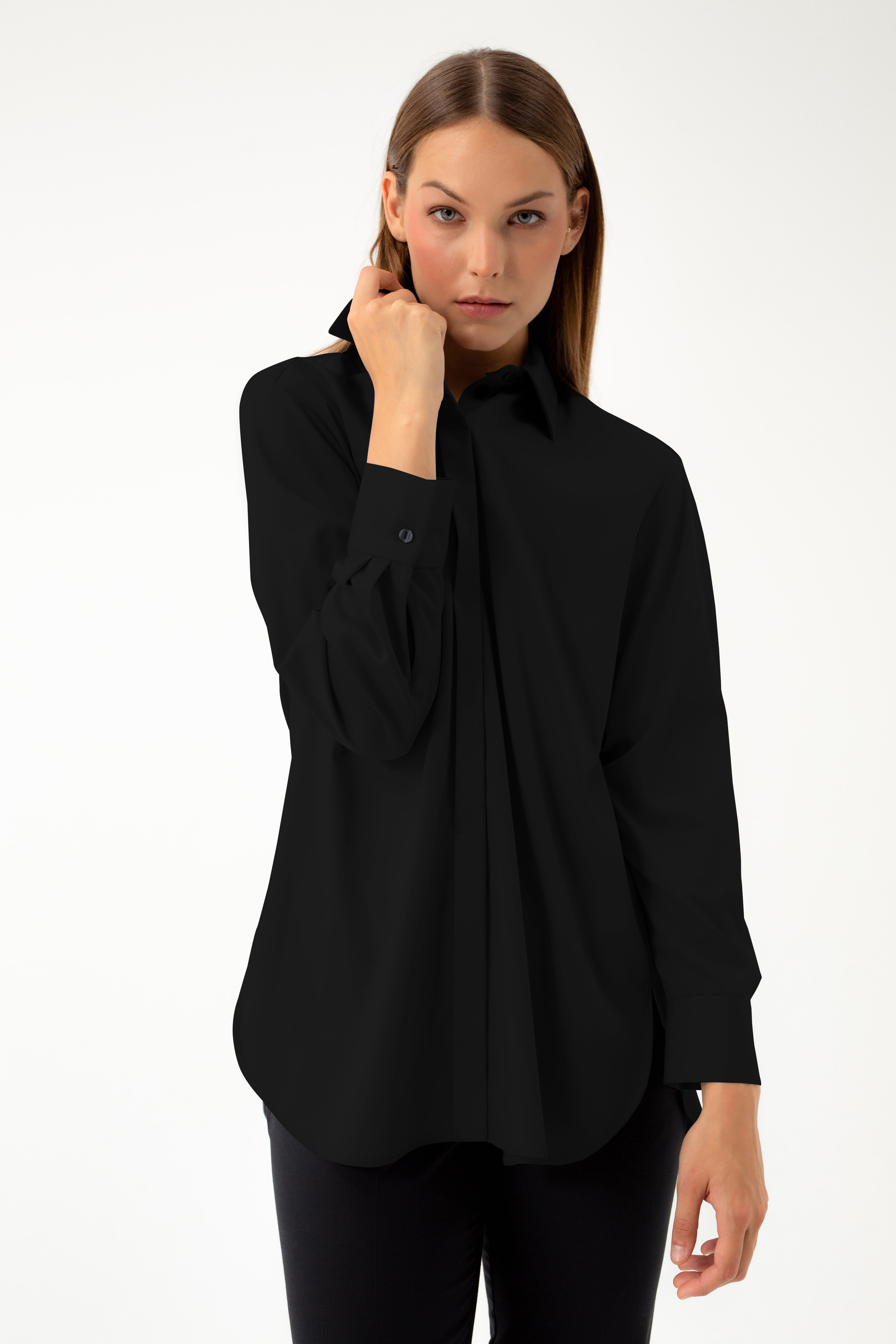 BAMBOO BLACK LOOSE FIT SHIRT