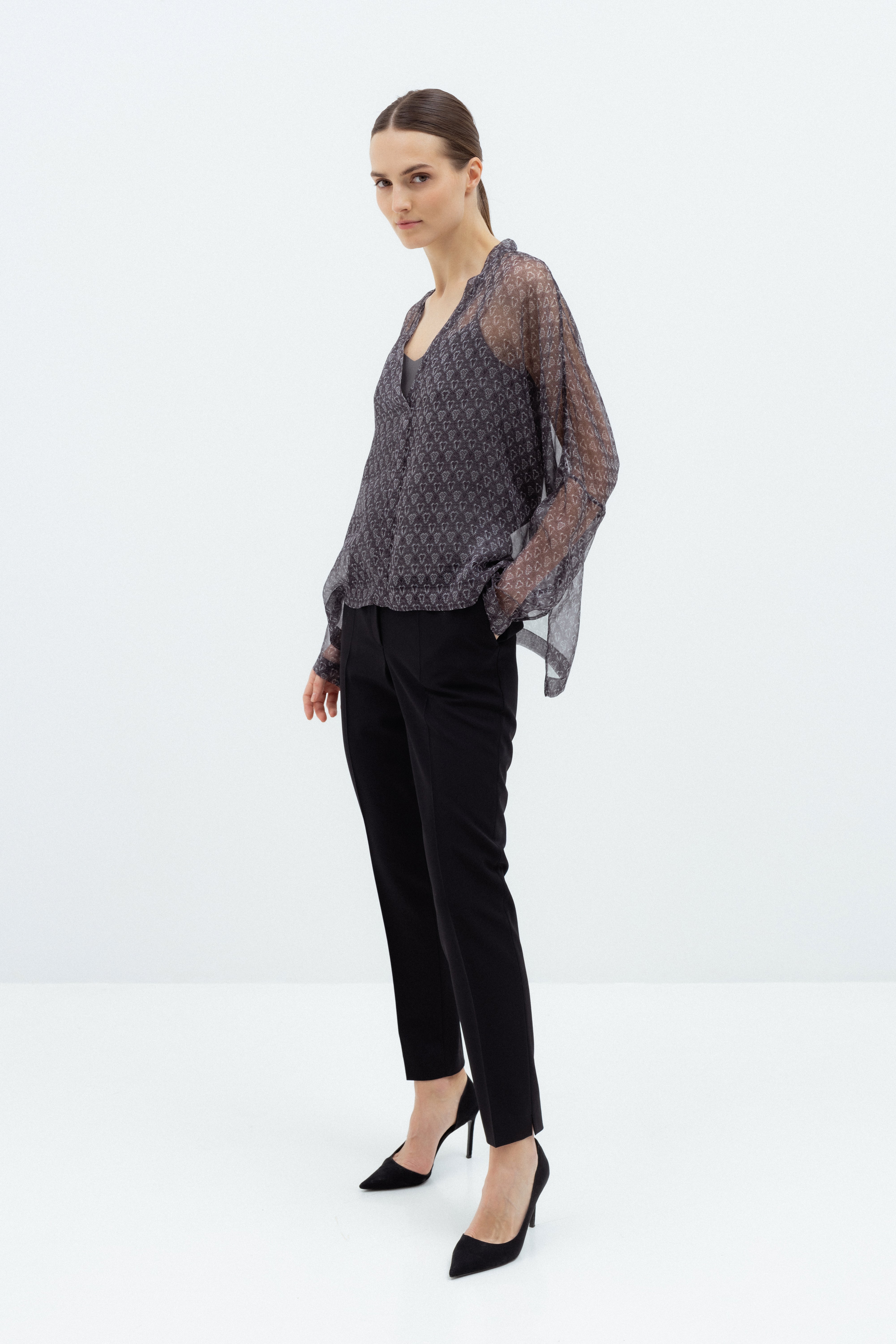 TRANSLUCENT OVERSIZED SILK BLOUSE