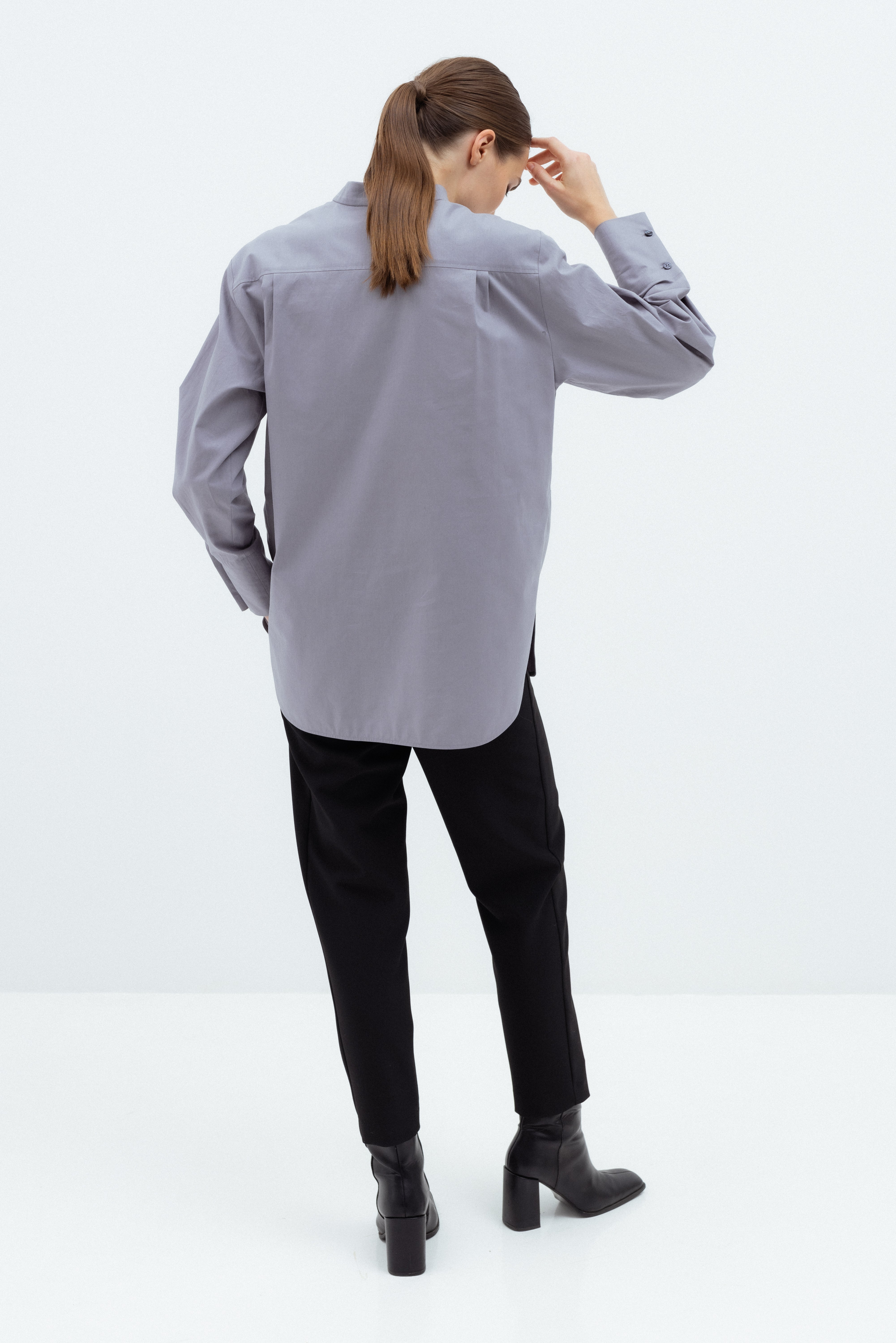 GREY SHIRT WITH DROPPED SLEEVES