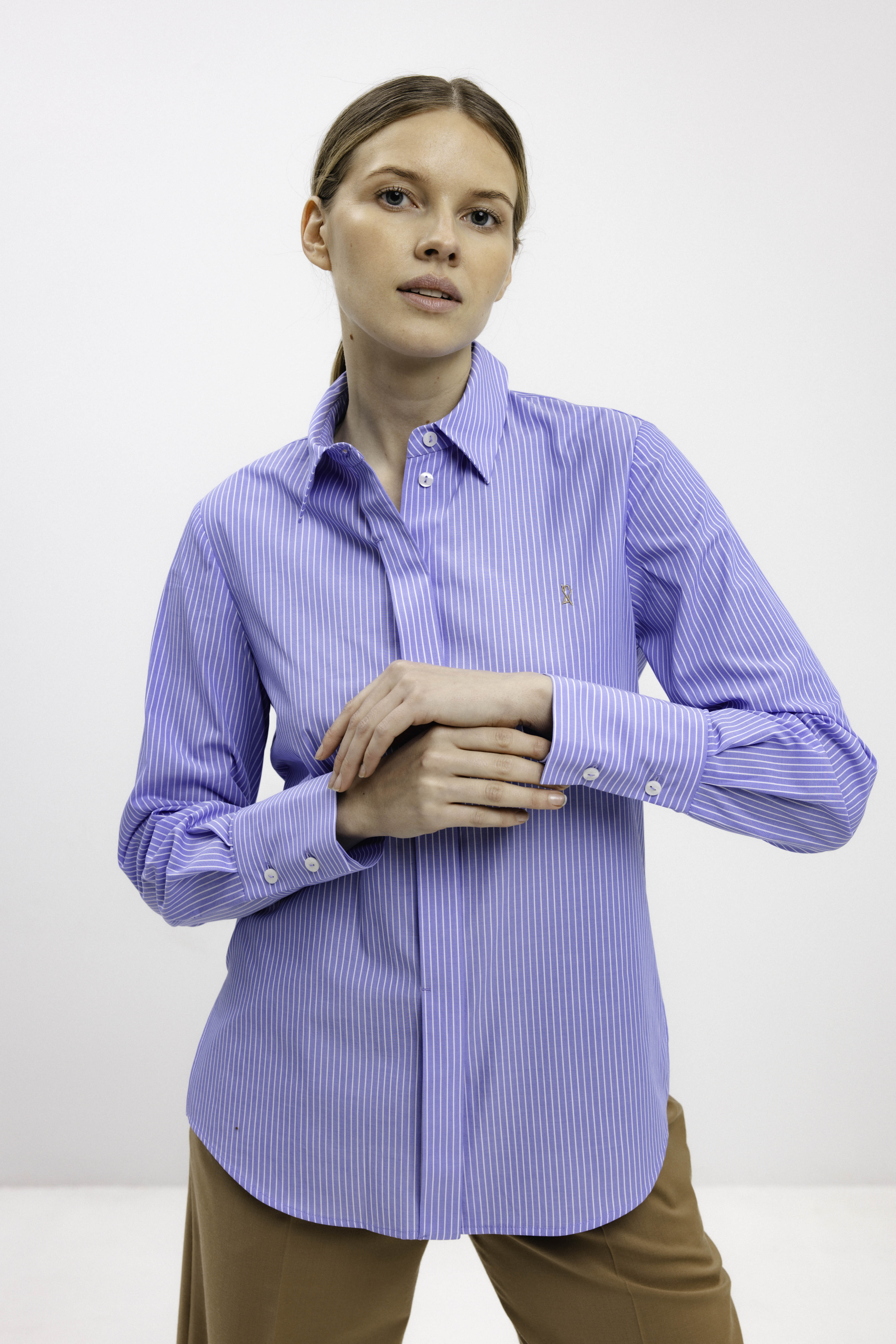 LIGHT BLUE STRIPED COTTON SHIRT