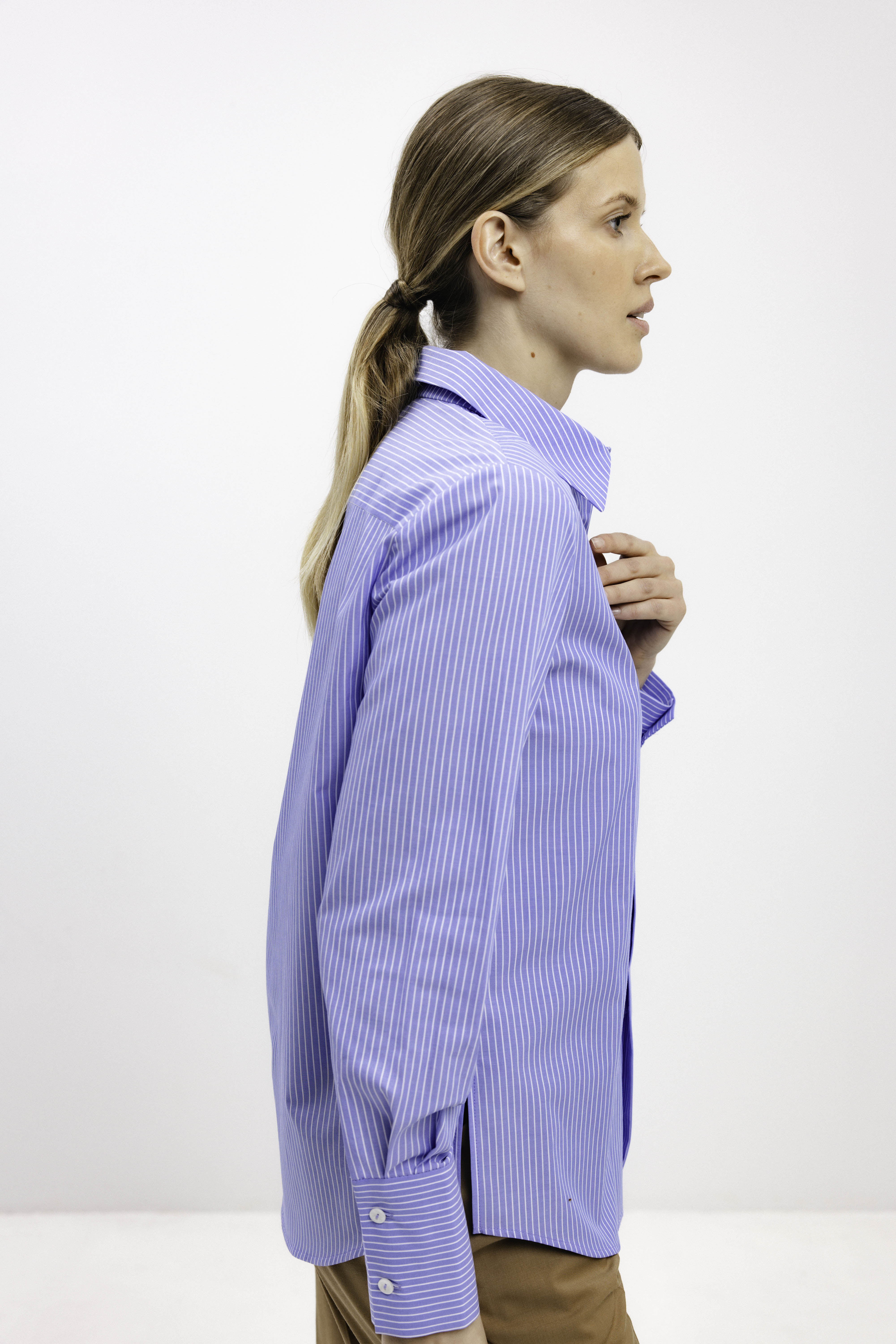 LIGHT BLUE STRIPED COTTON SHIRT