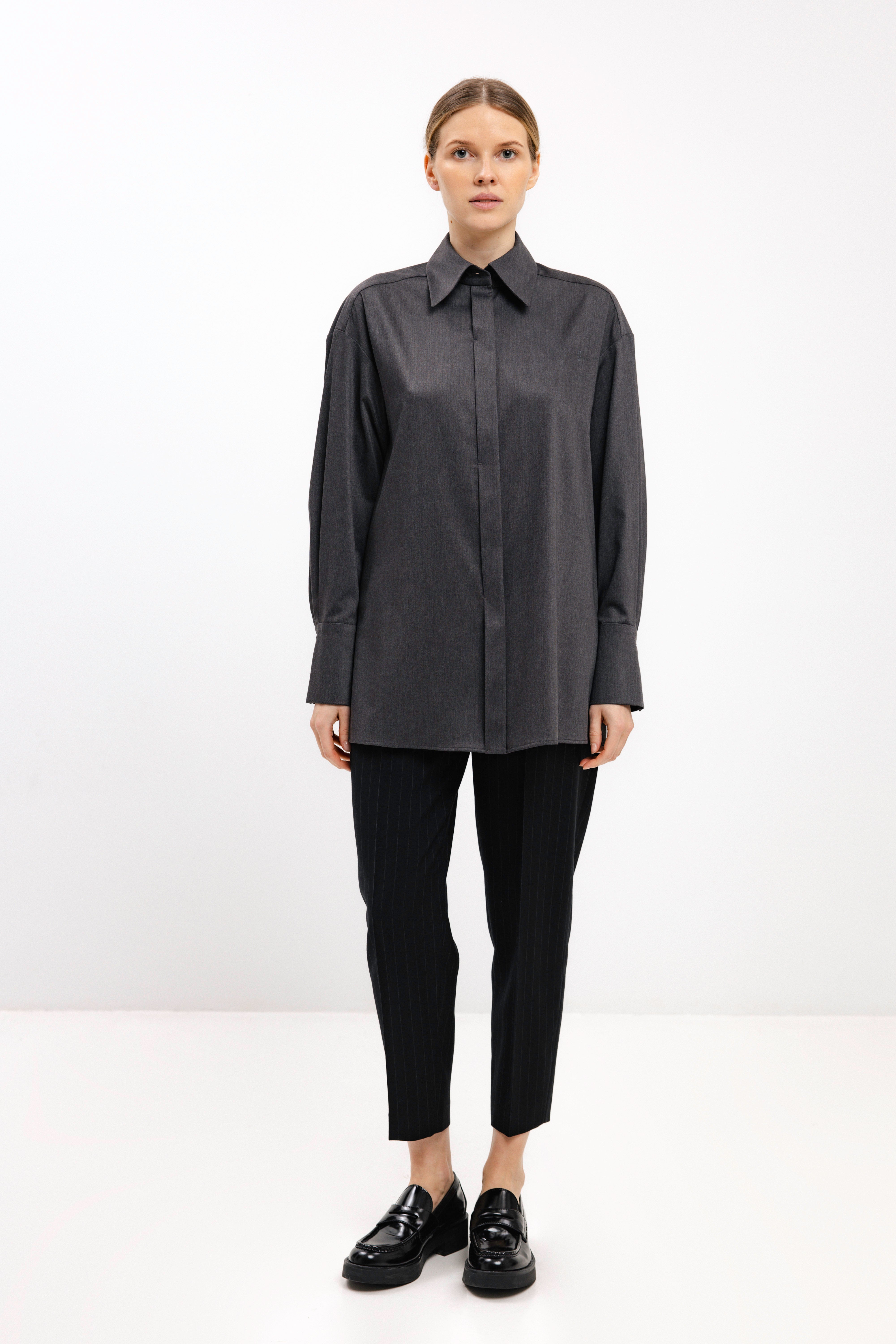 DARK GREY OVERSIZED SHIRT WITH BAMBOO