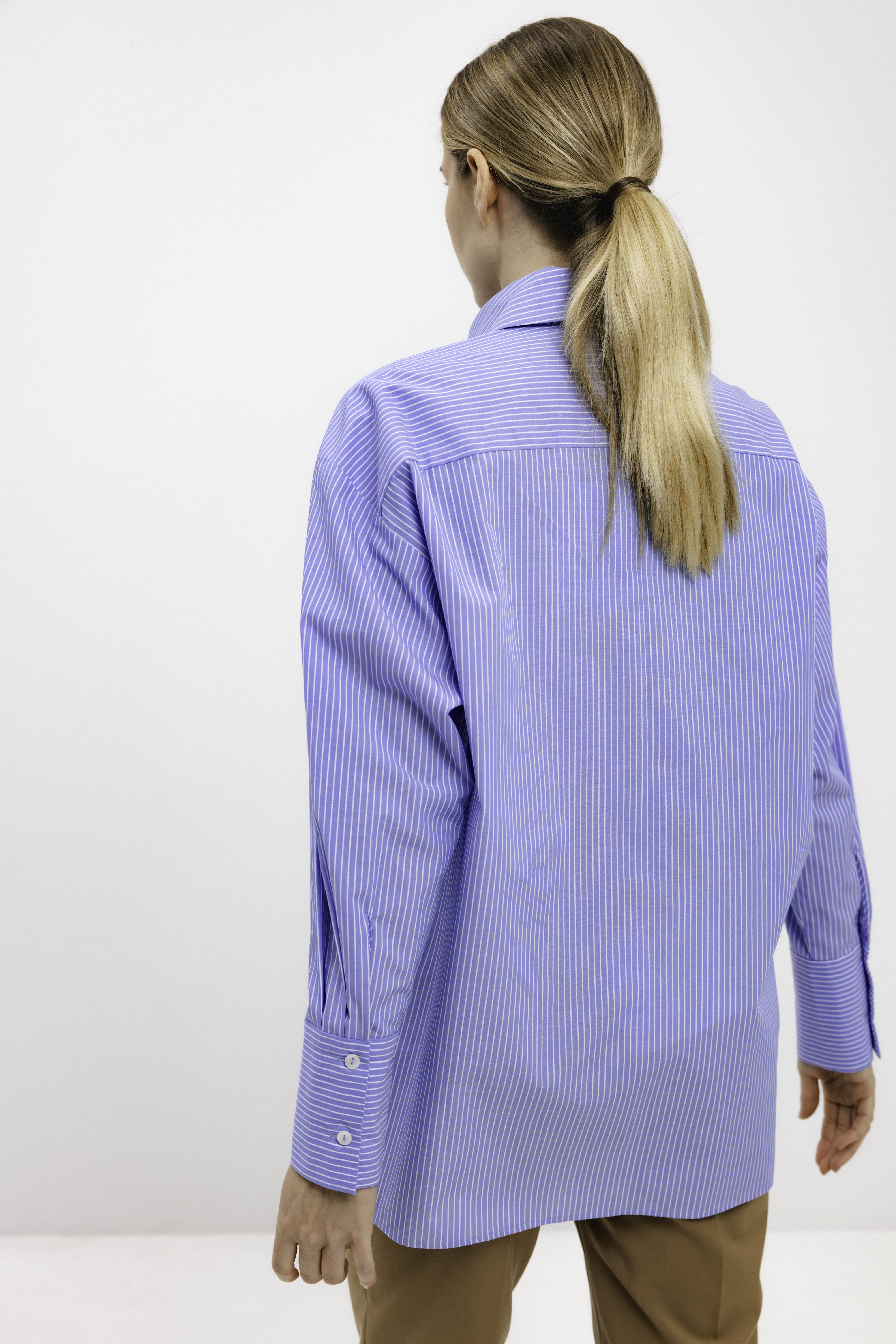 OVERSIZED LIGHT BLUE STRIPED COTTON SHIRT