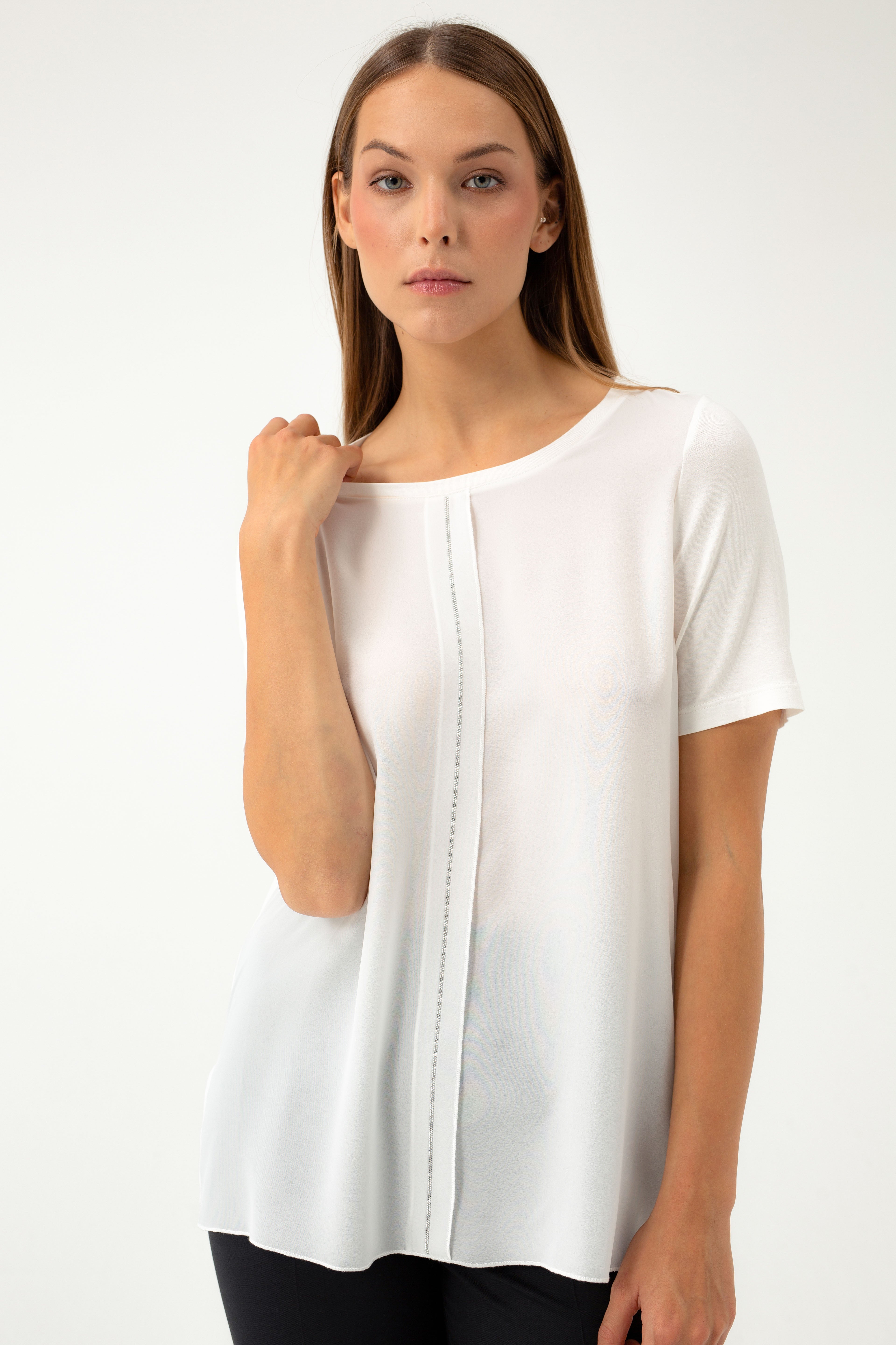 MILK BLOUSE WITH DECORATIVE FRONT