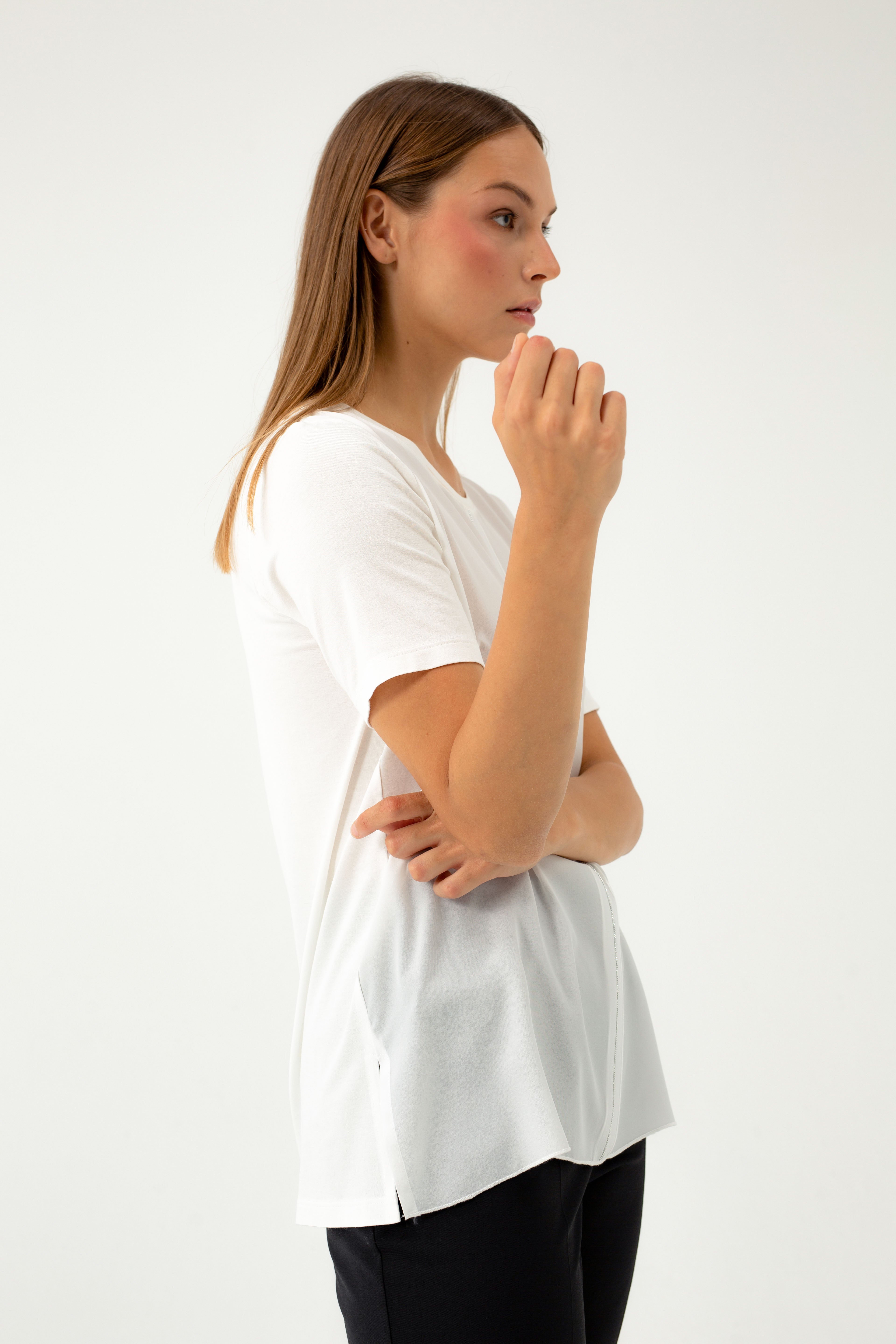 MILK BLOUSE WITH DECORATIVE FRONT