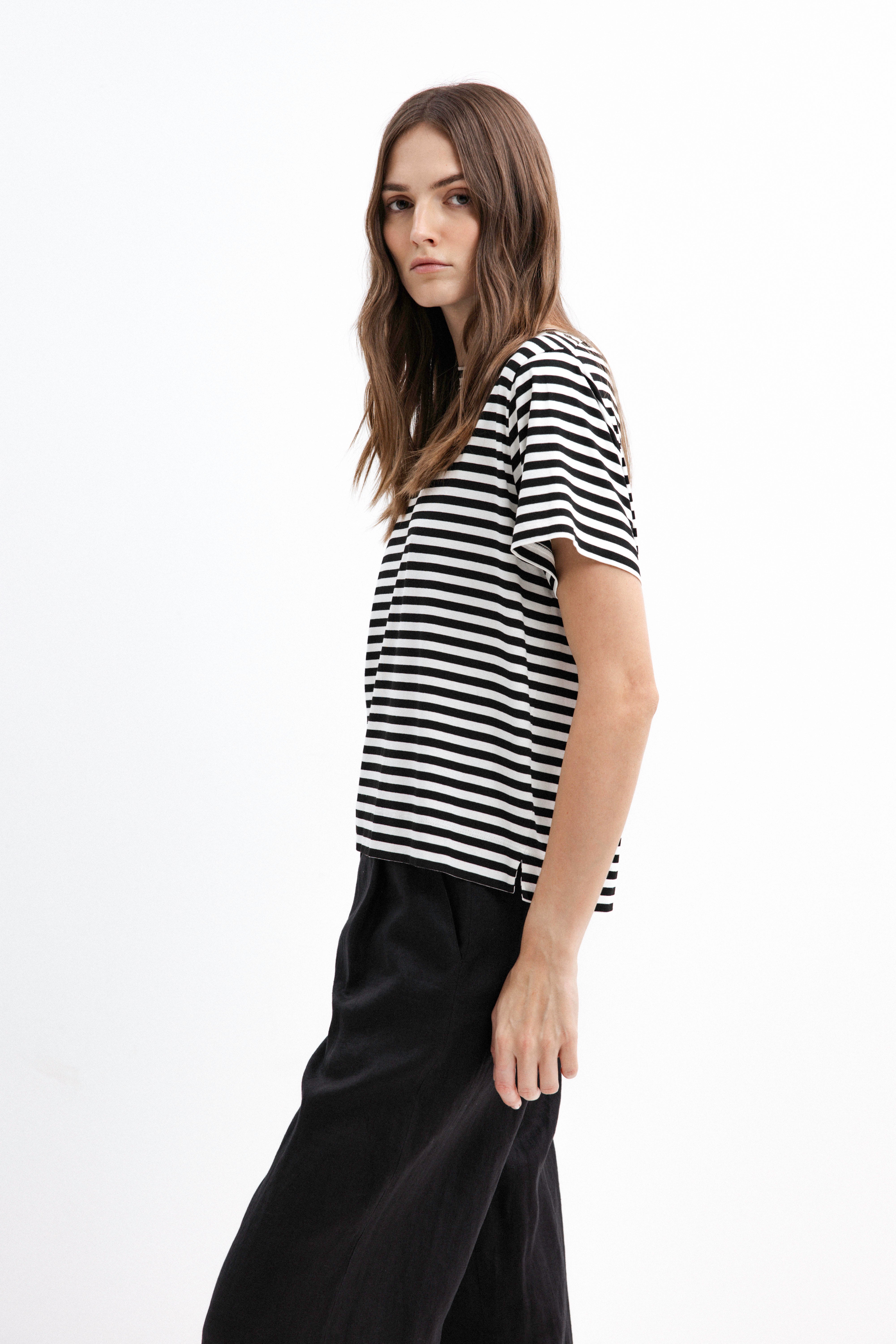 VISCOSE STRIPE T-SHIRT
