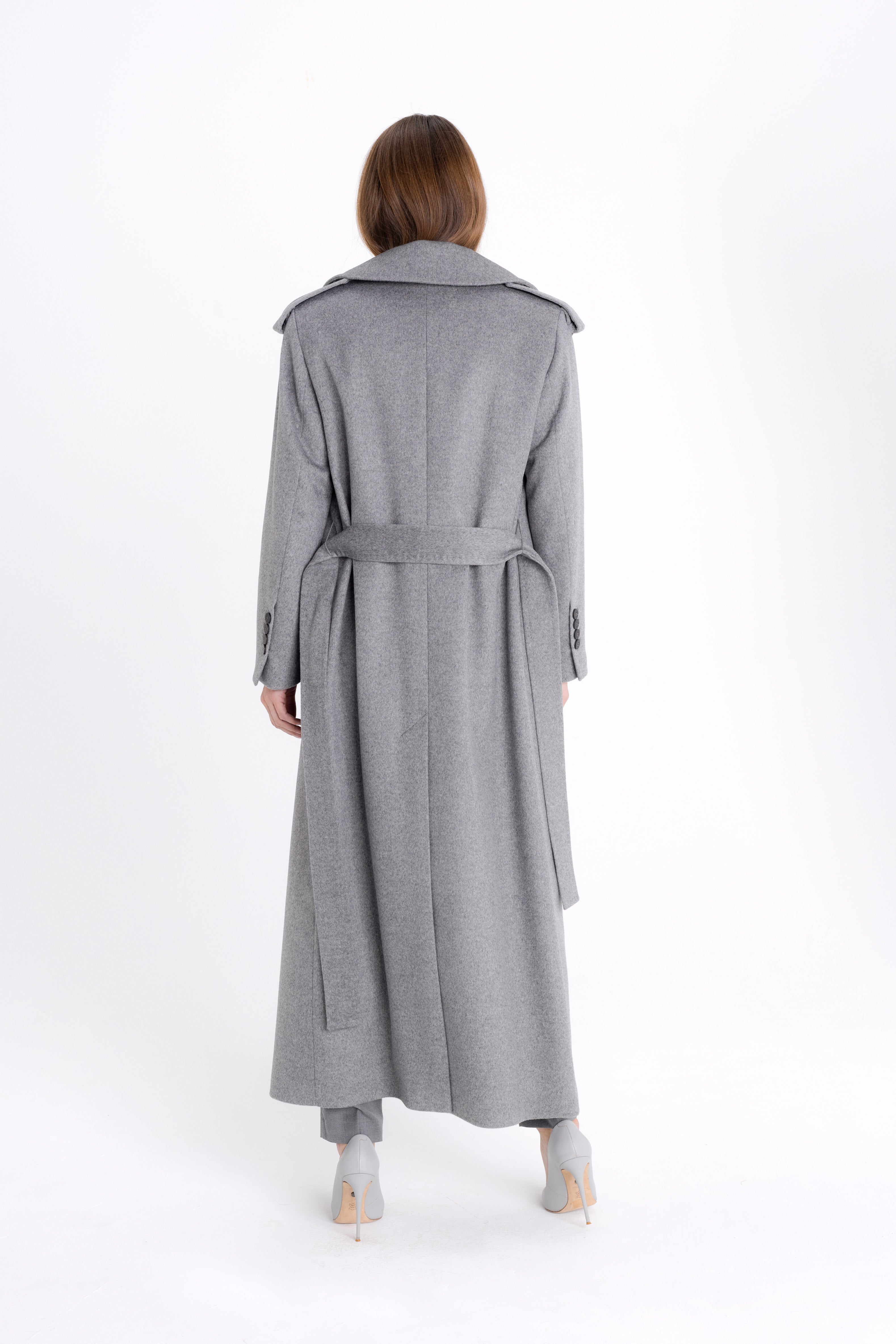 GREY DOUBLE-BREASTED WOOL COAT