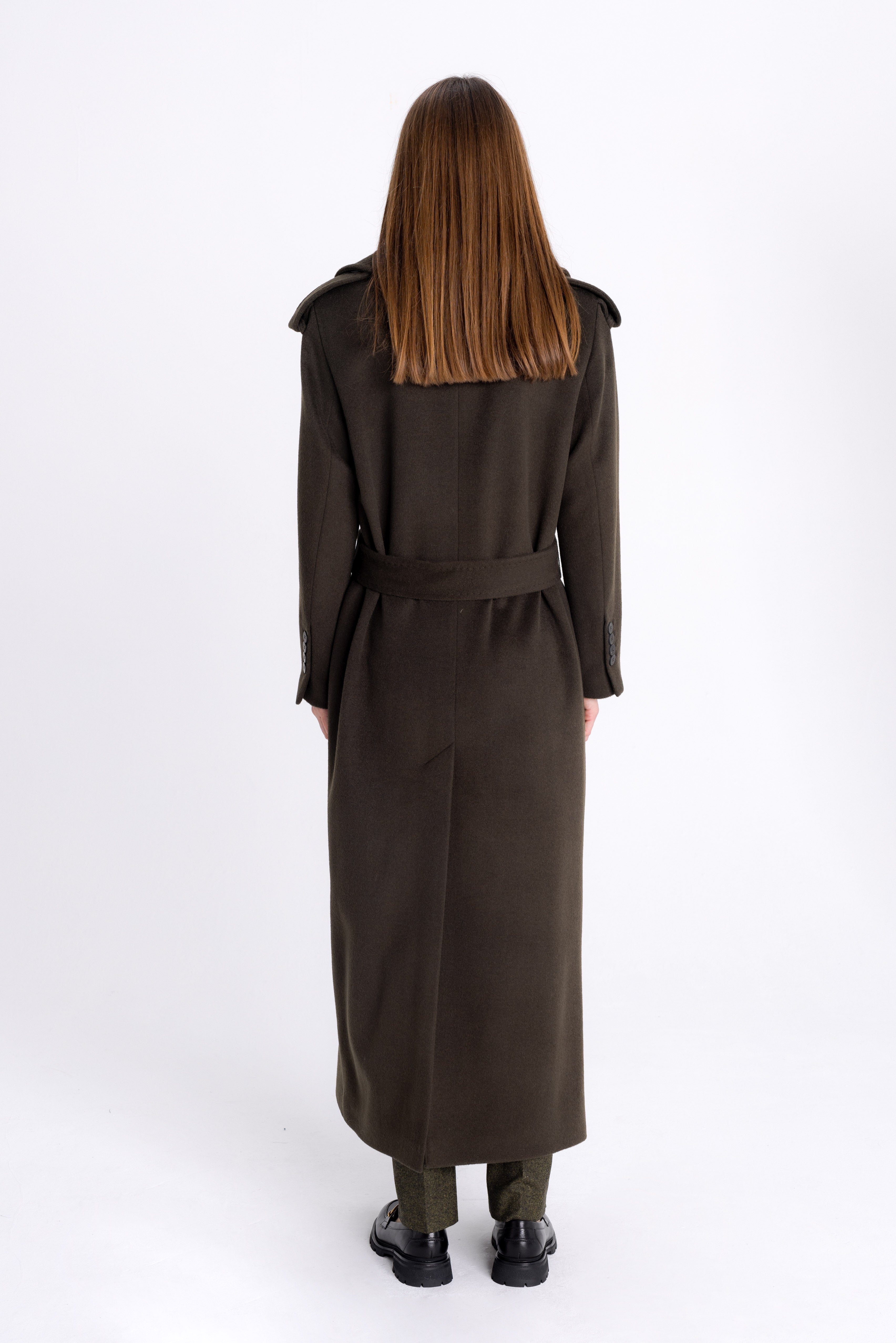 FOREST GREEN DOUBLE-BREASTED WOOL COAT