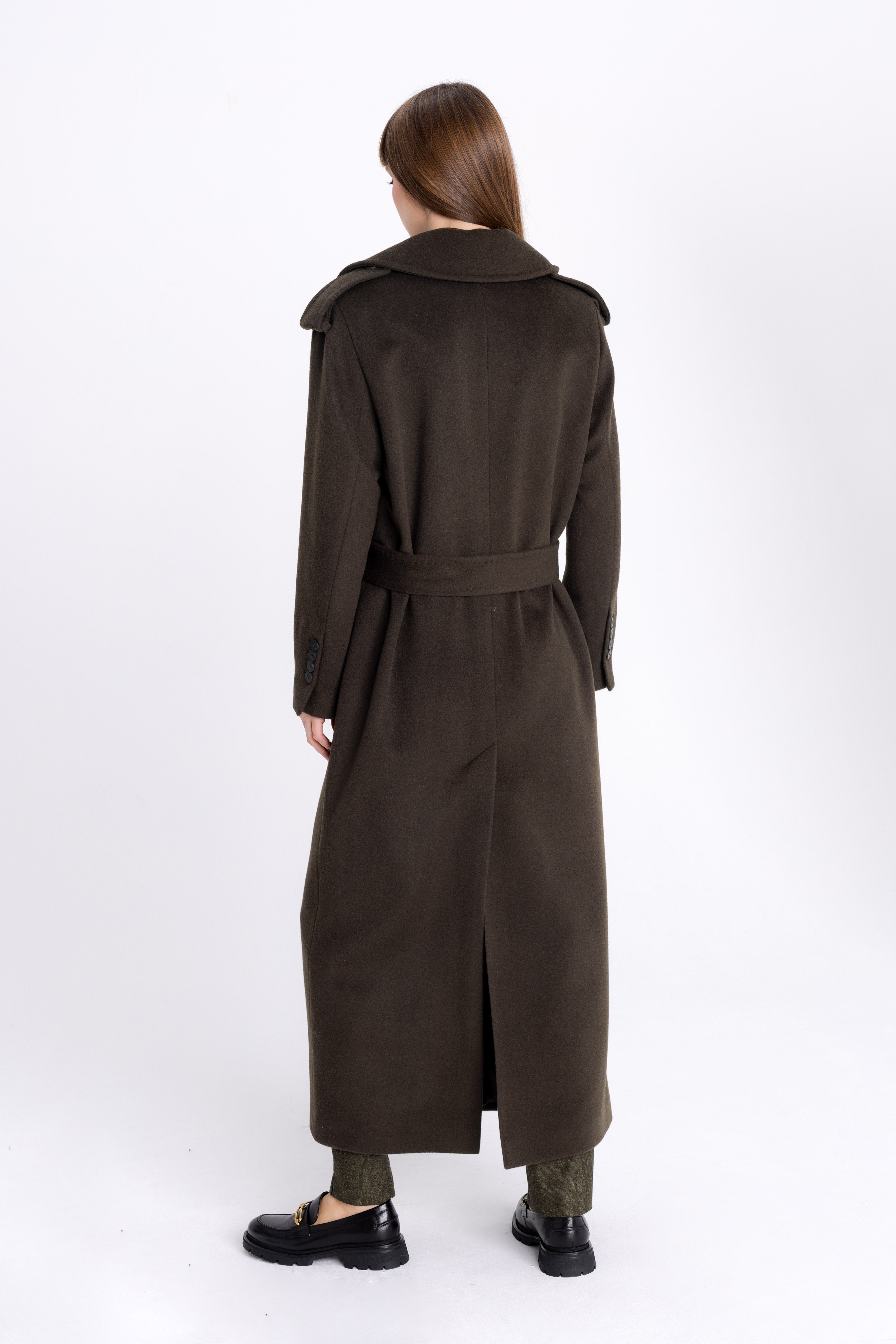 FOREST GREEN DOUBLE-BREASTED WOOL COAT