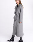 GREY DOUBLE-BREASTED COAT WITH BELT