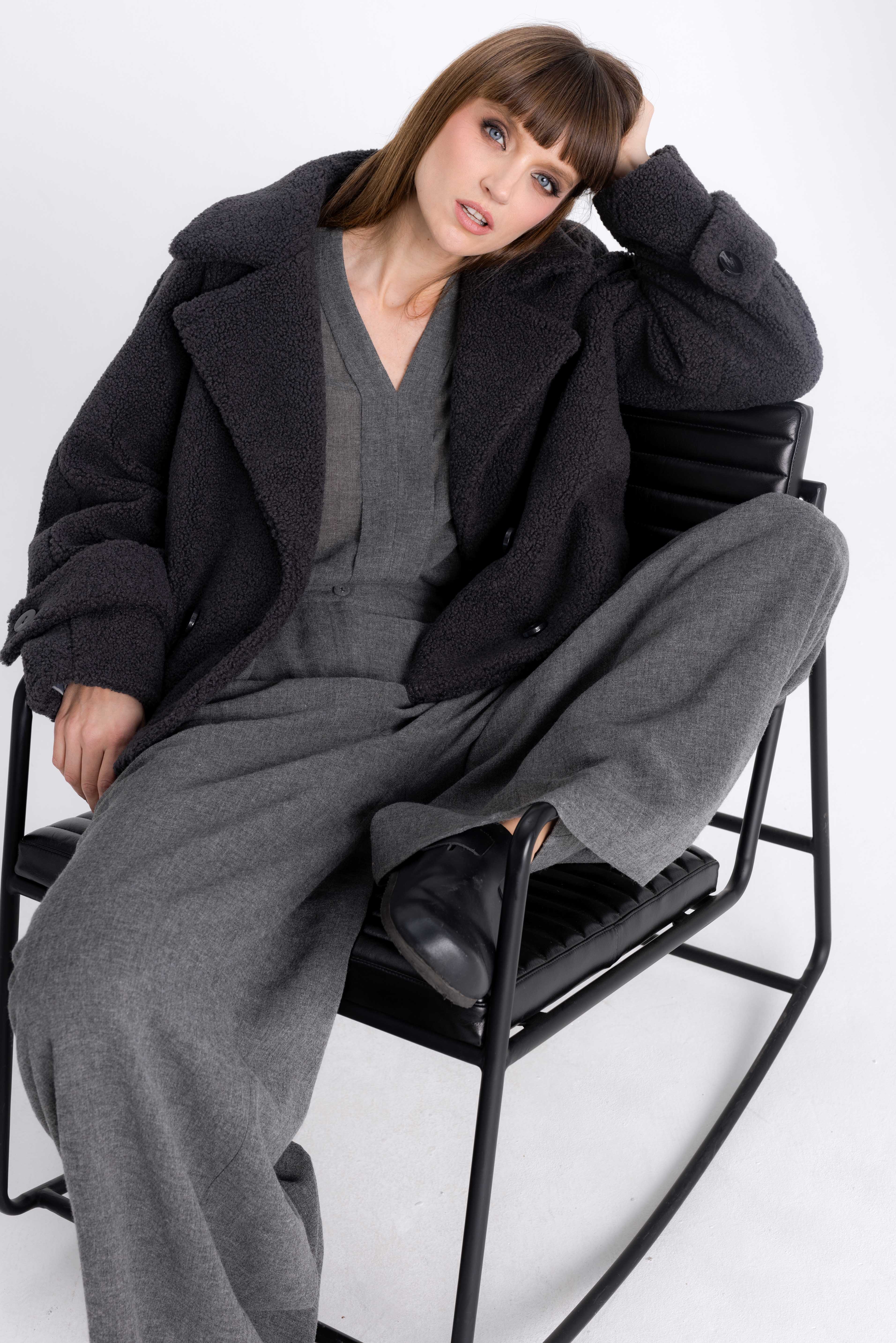 FAUX FUR ANTHRACITE COAT