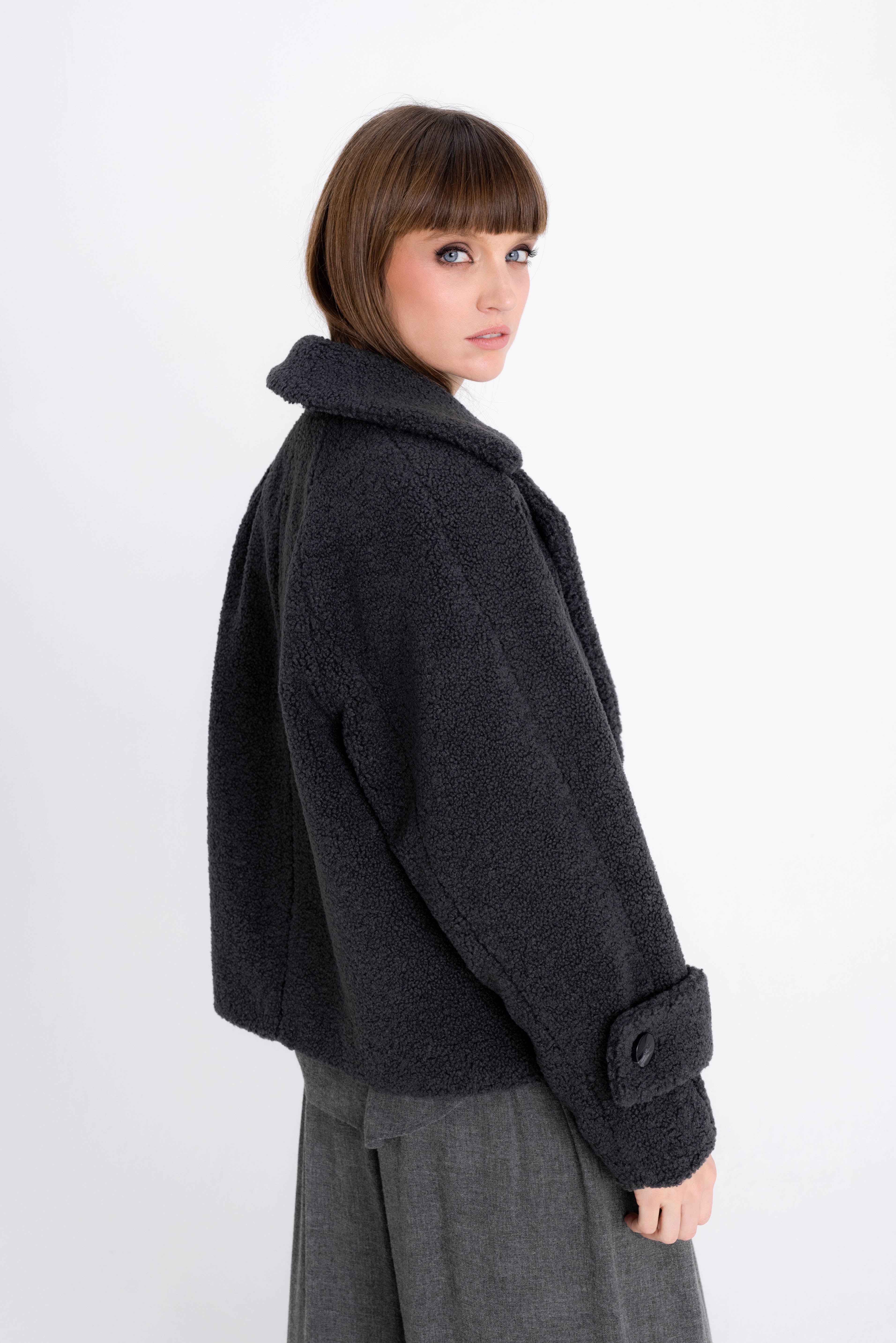 FAUX FUR ANTHRACITE COAT