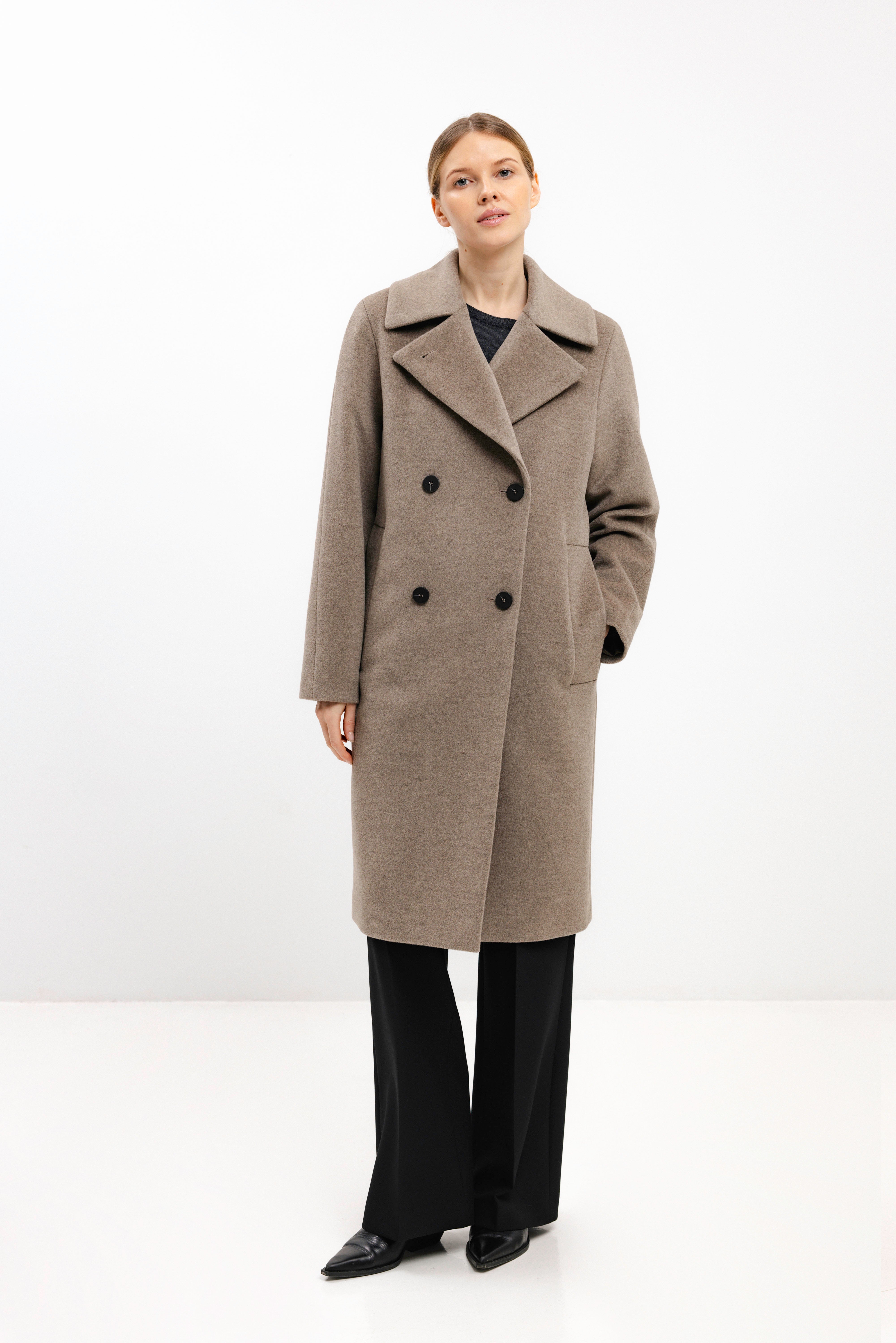 STRAIGHT COCOA COAT WITH ANGORA