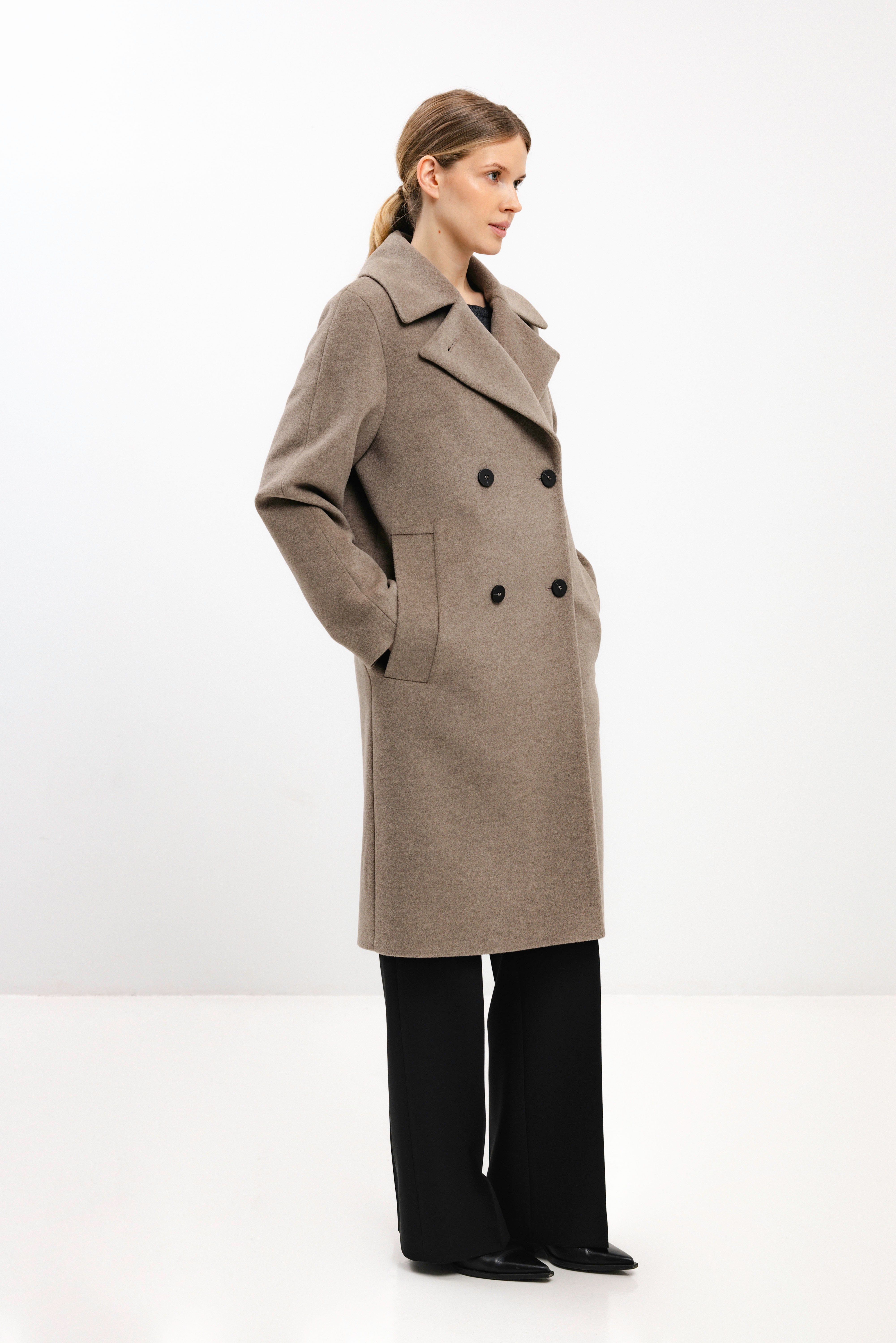 STRAIGHT COCOA COAT WITH ANGORA