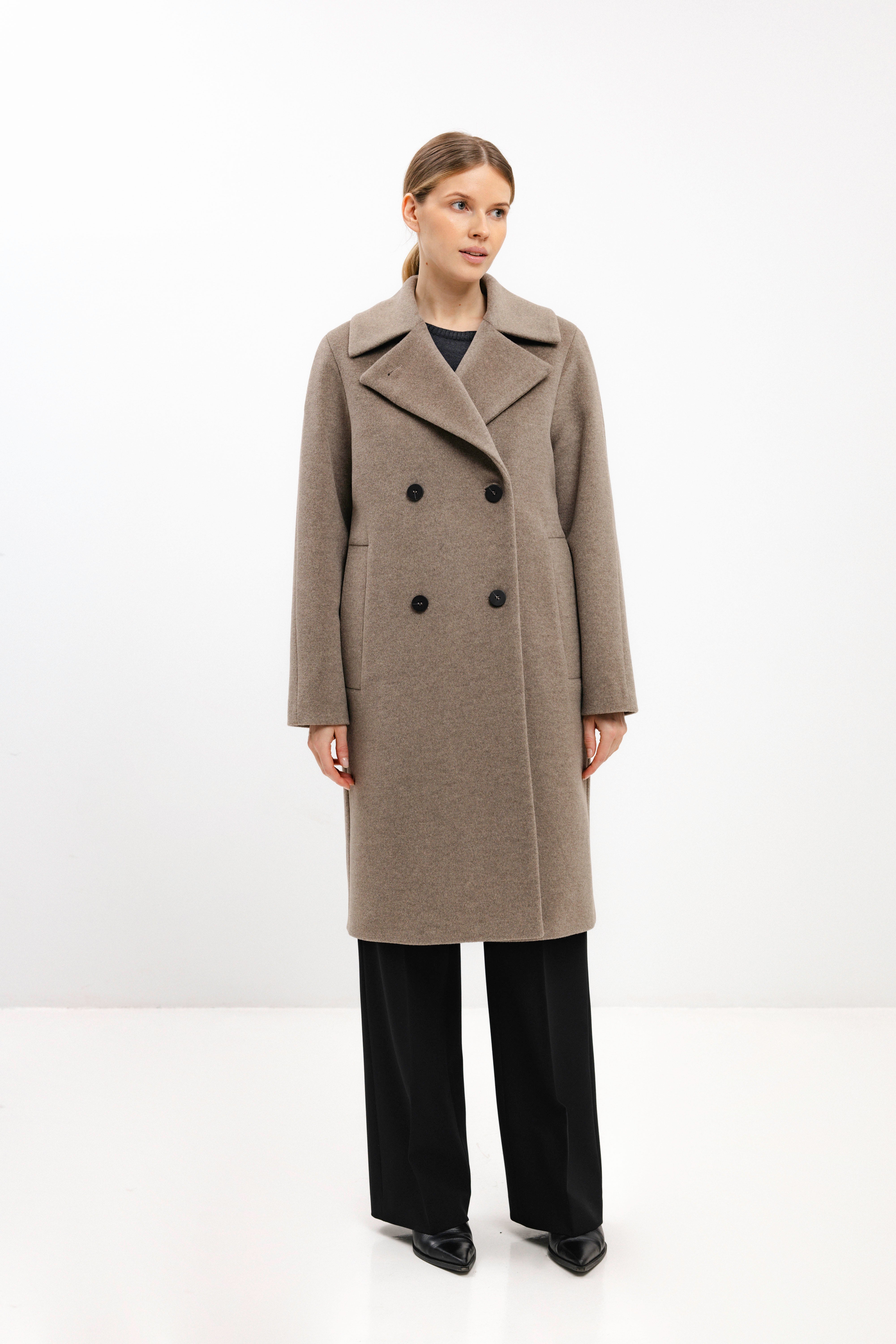STRAIGHT COCOA COAT WITH ANGORA