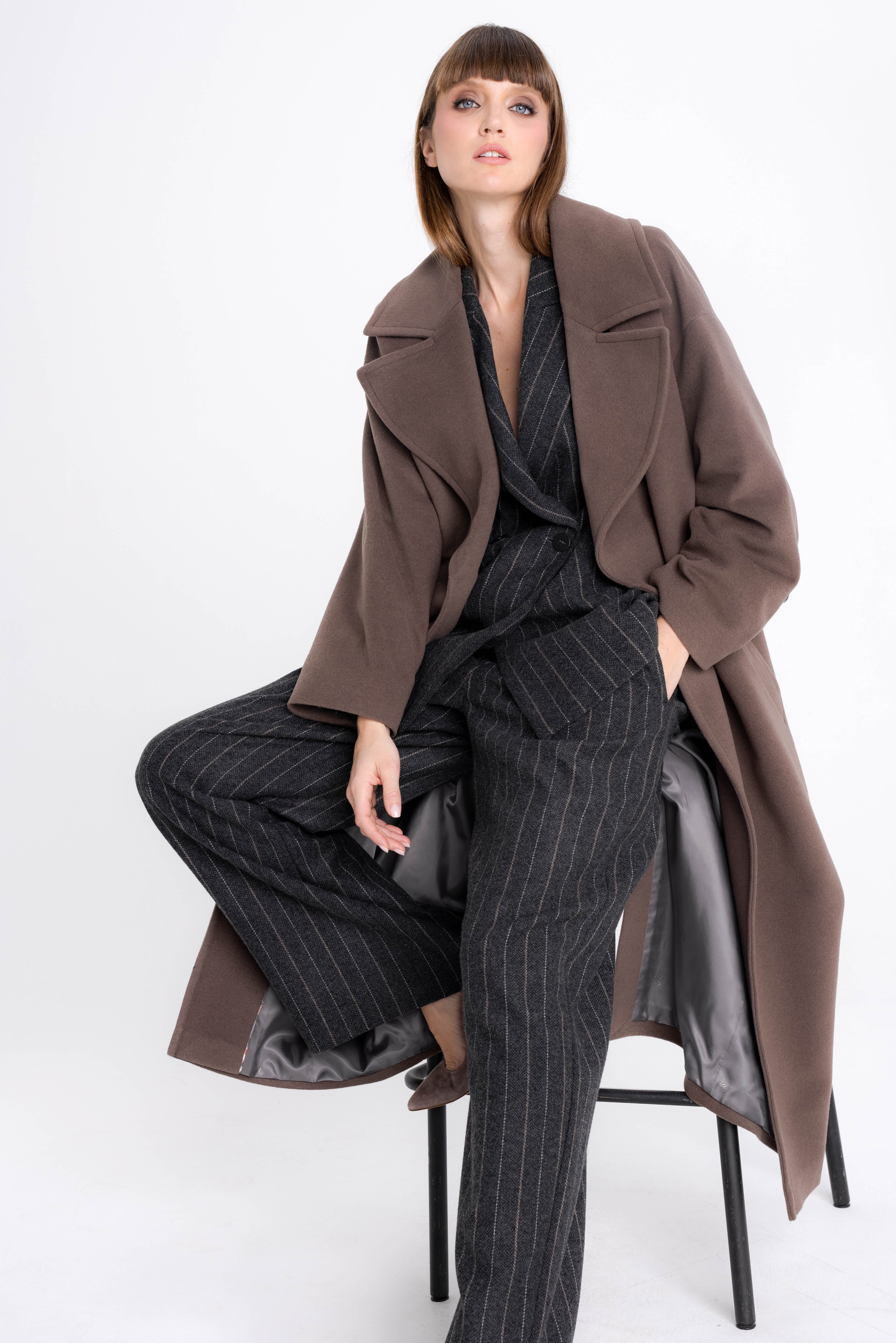 OVERSIZED COCOA COAT WITH CASHMERE