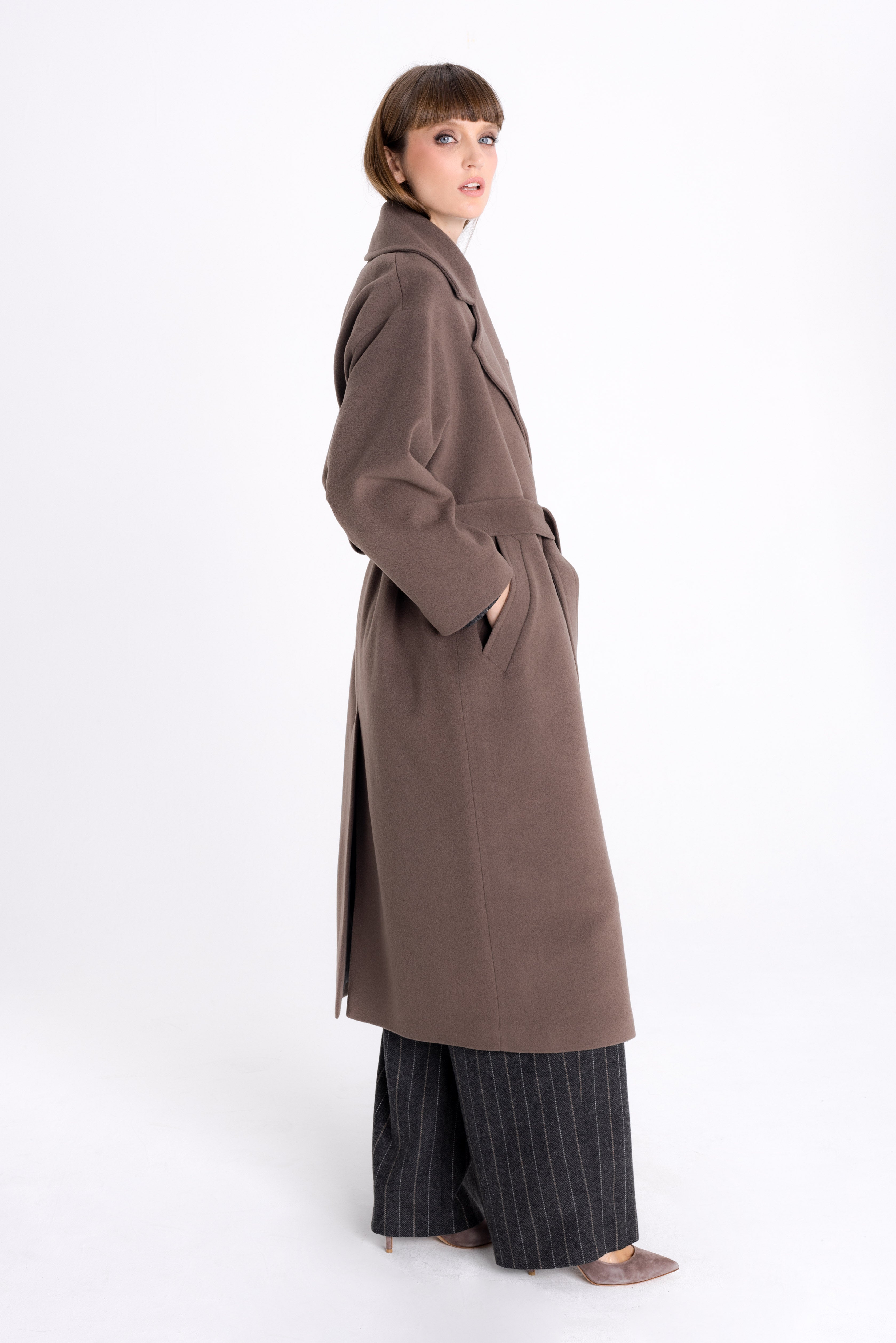 OVERSIZED COCOA COAT WITH CASHMERE