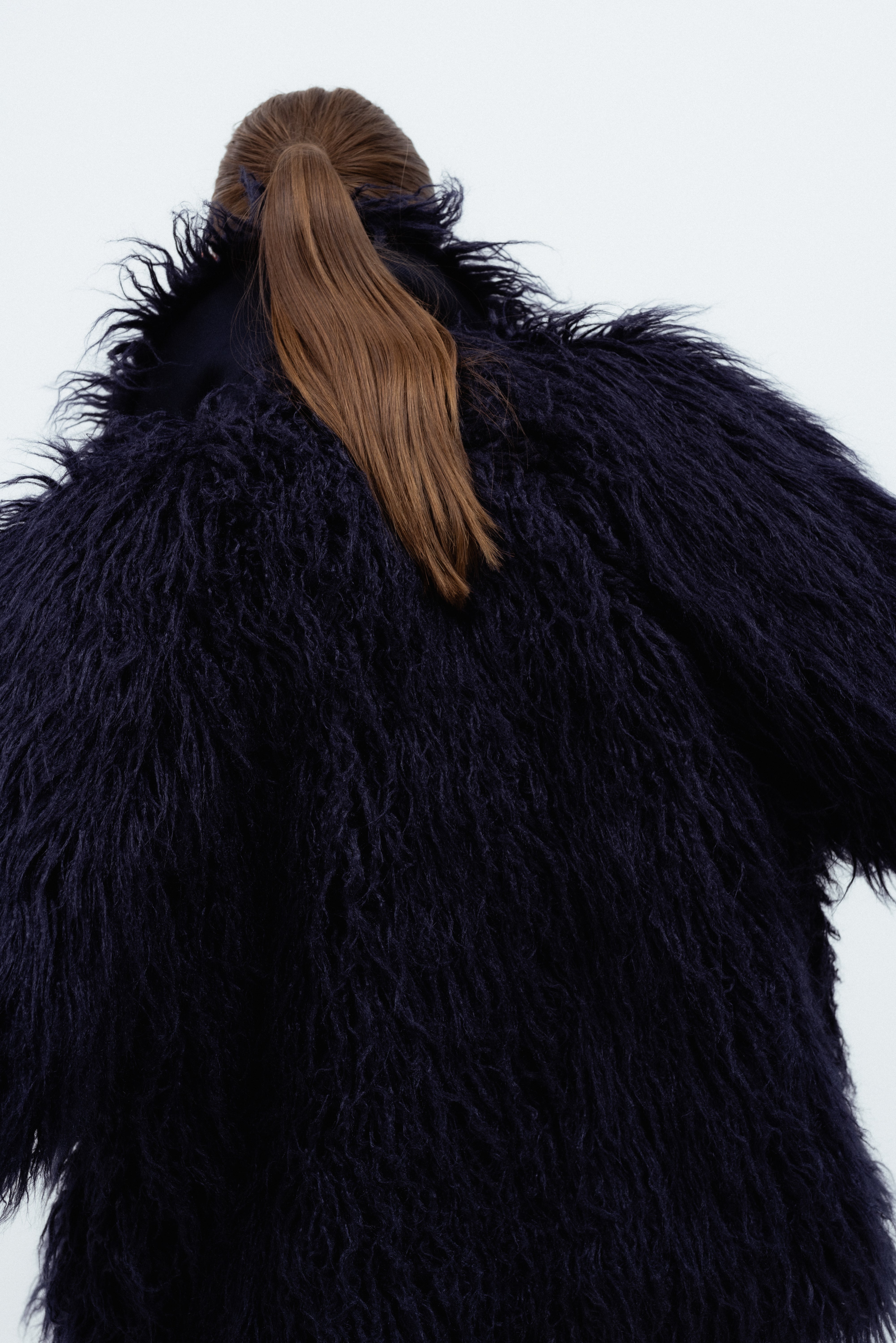 FAUX FUR NAVY COAT