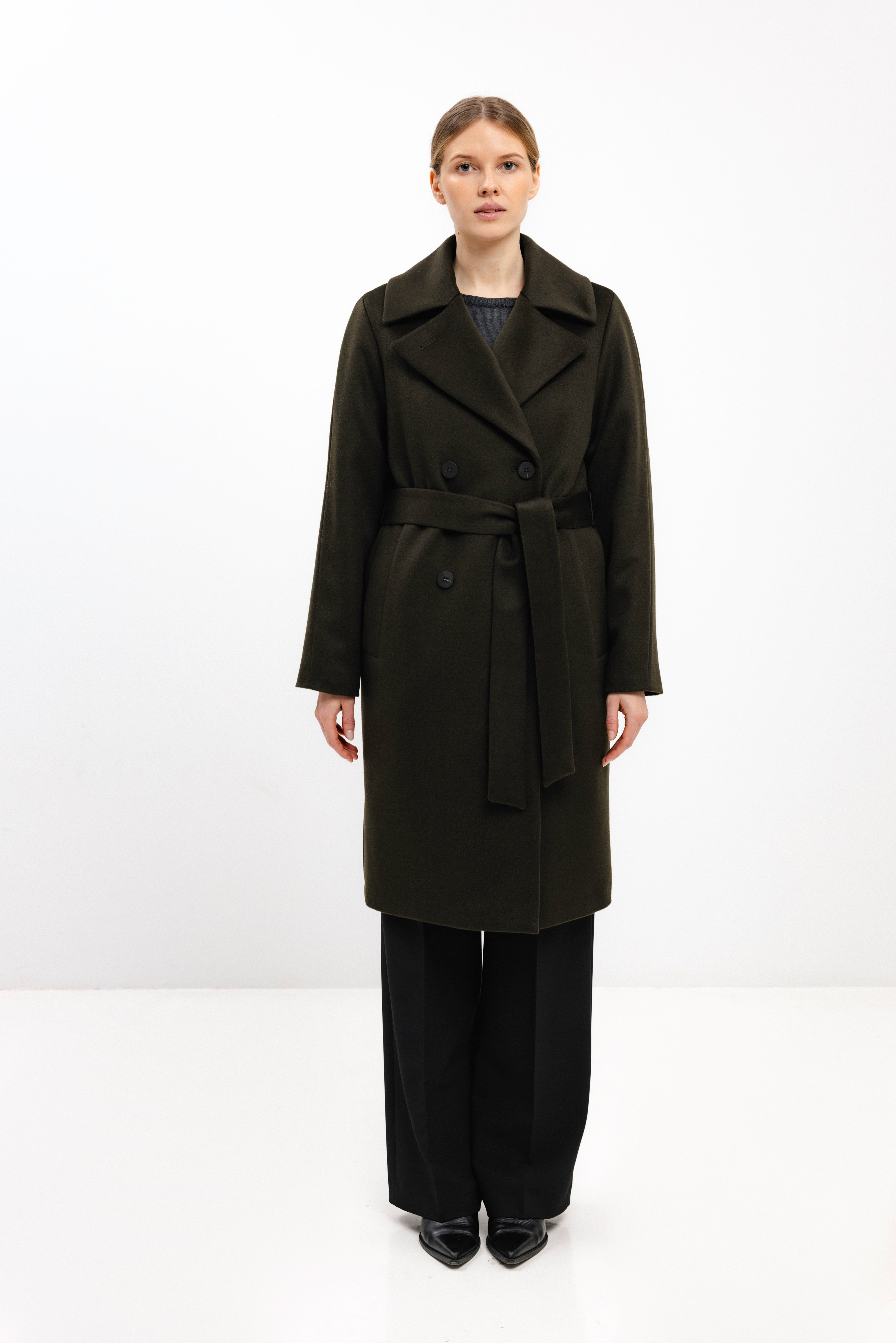 PADDED OLIVE COAT WITH VIRGIN WOOL