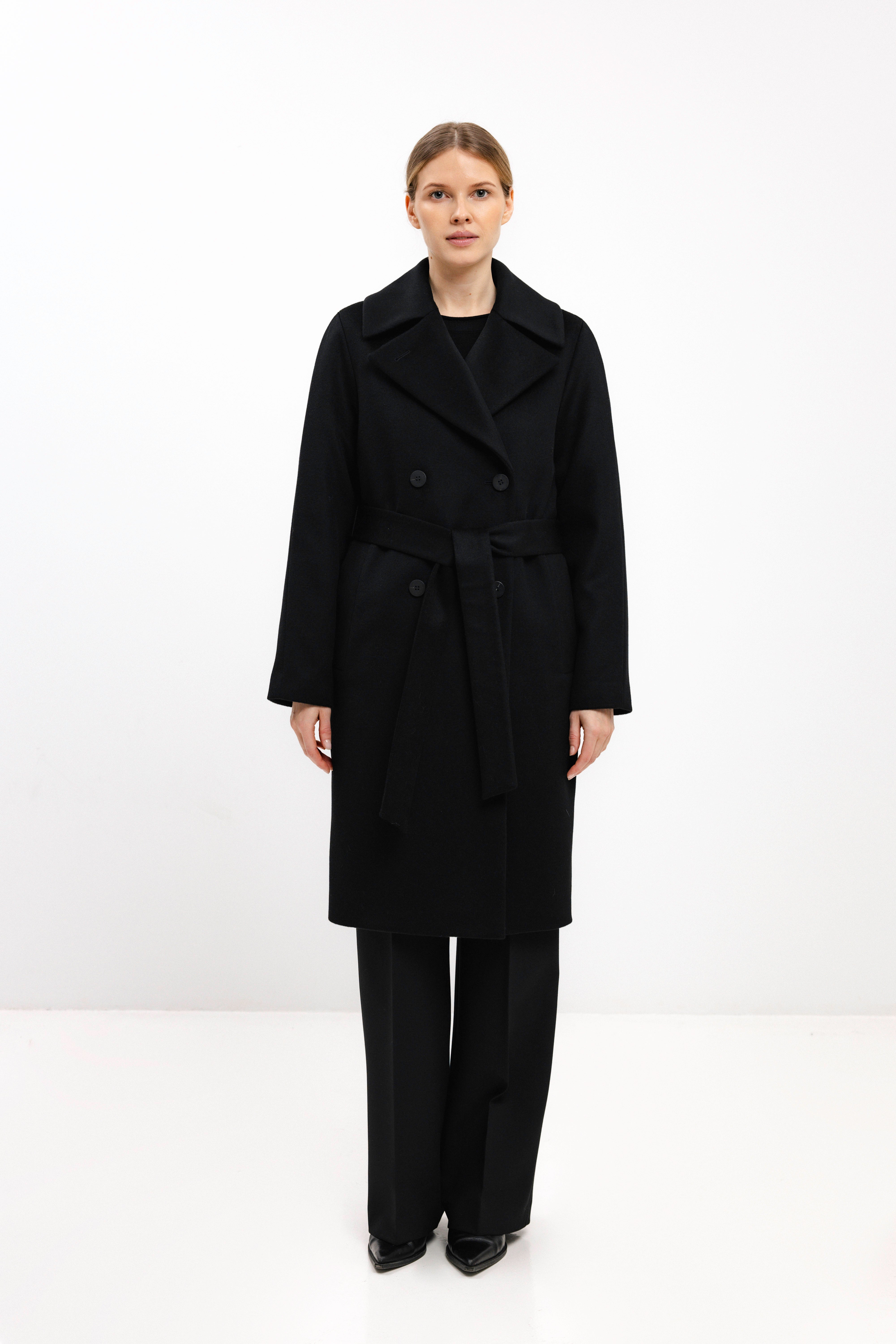 PADDED BLACK COAT WITH VIRGIN WOOL