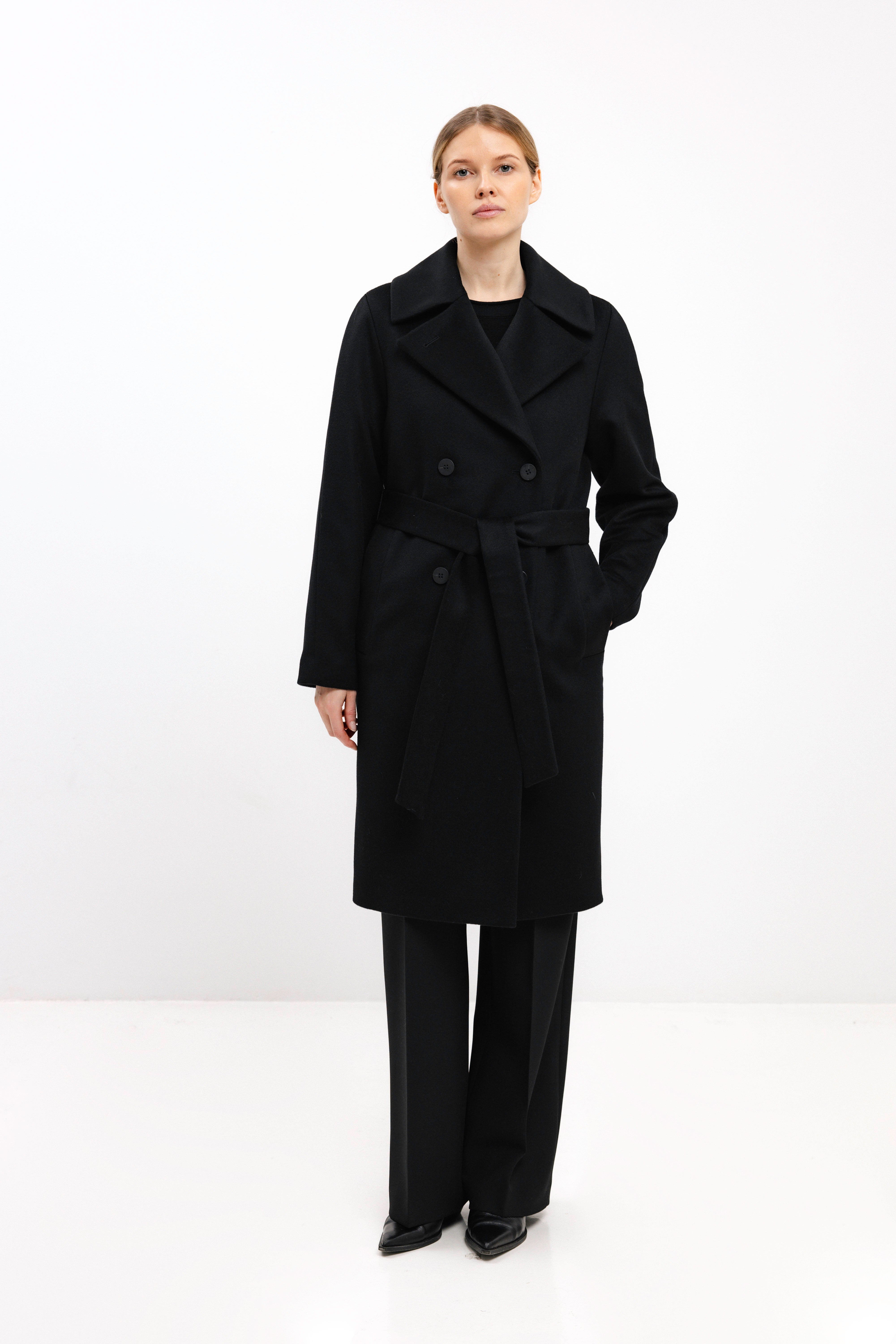 PADDED BLACK COAT WITH VIRGIN WOOL