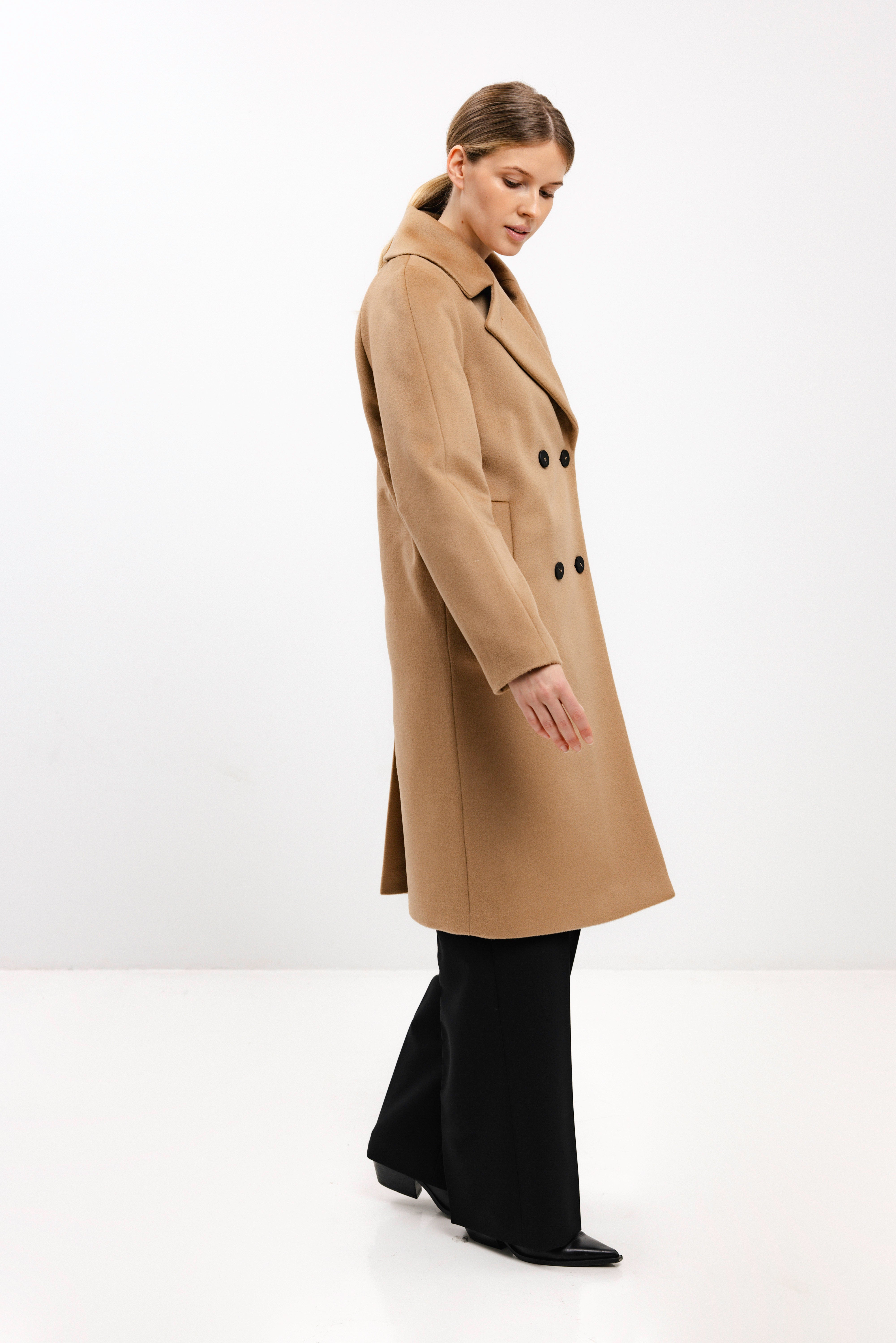 PADDED CAMEL COAT WITH VIRGIN WOOL