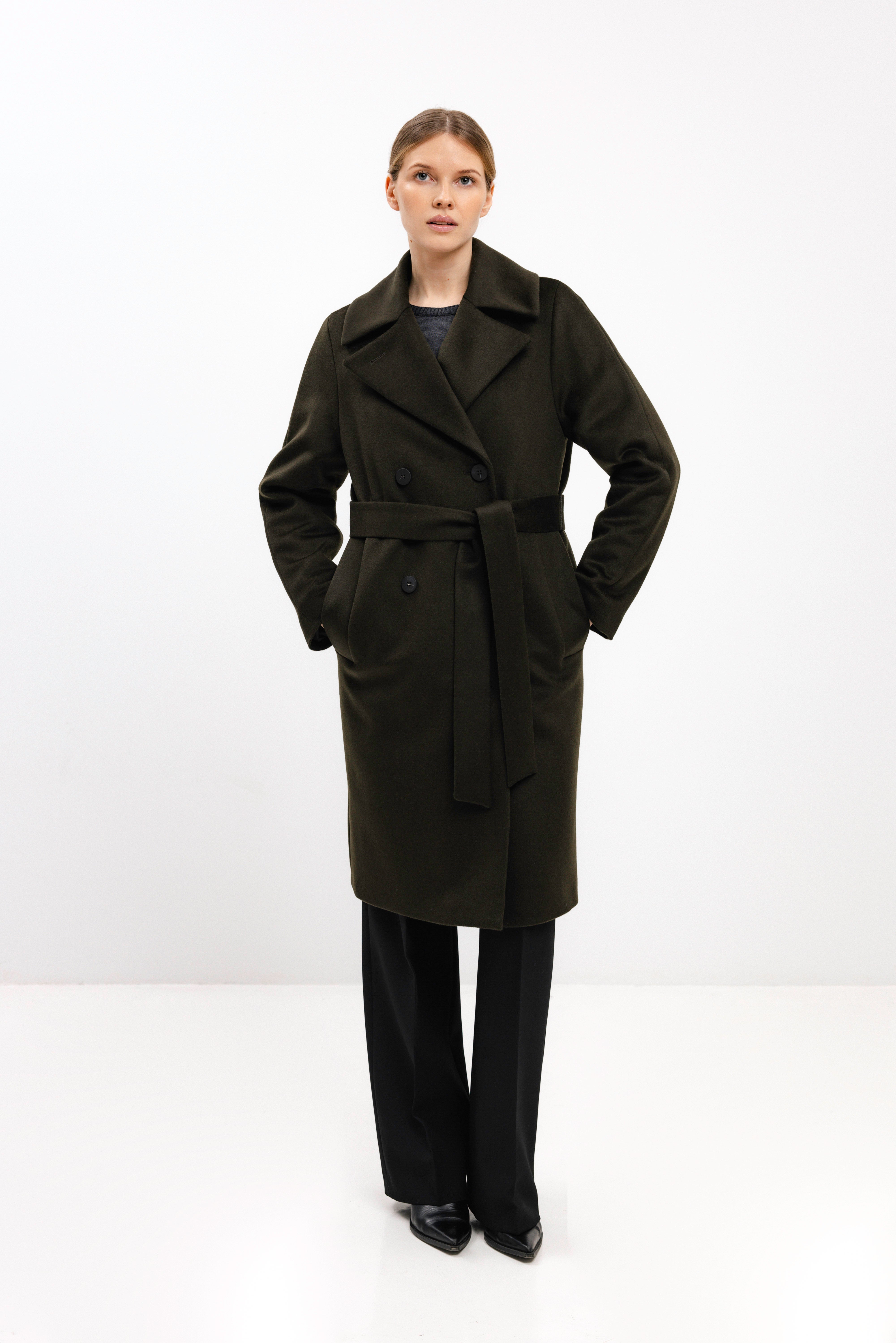 PADDED OLIVE COAT WITH VIRGIN WOOL