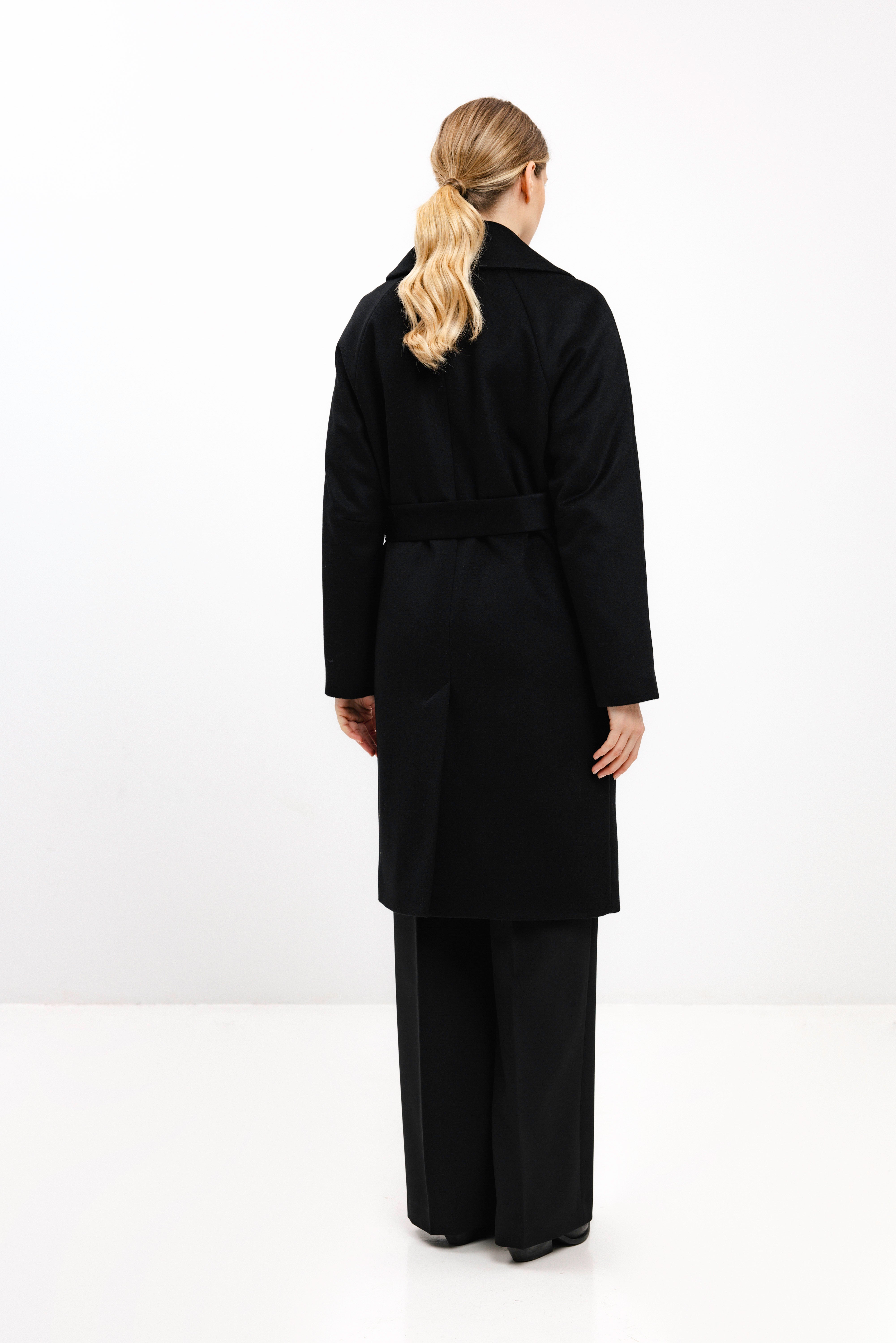 PADDED BLACK COAT WITH VIRGIN WOOL