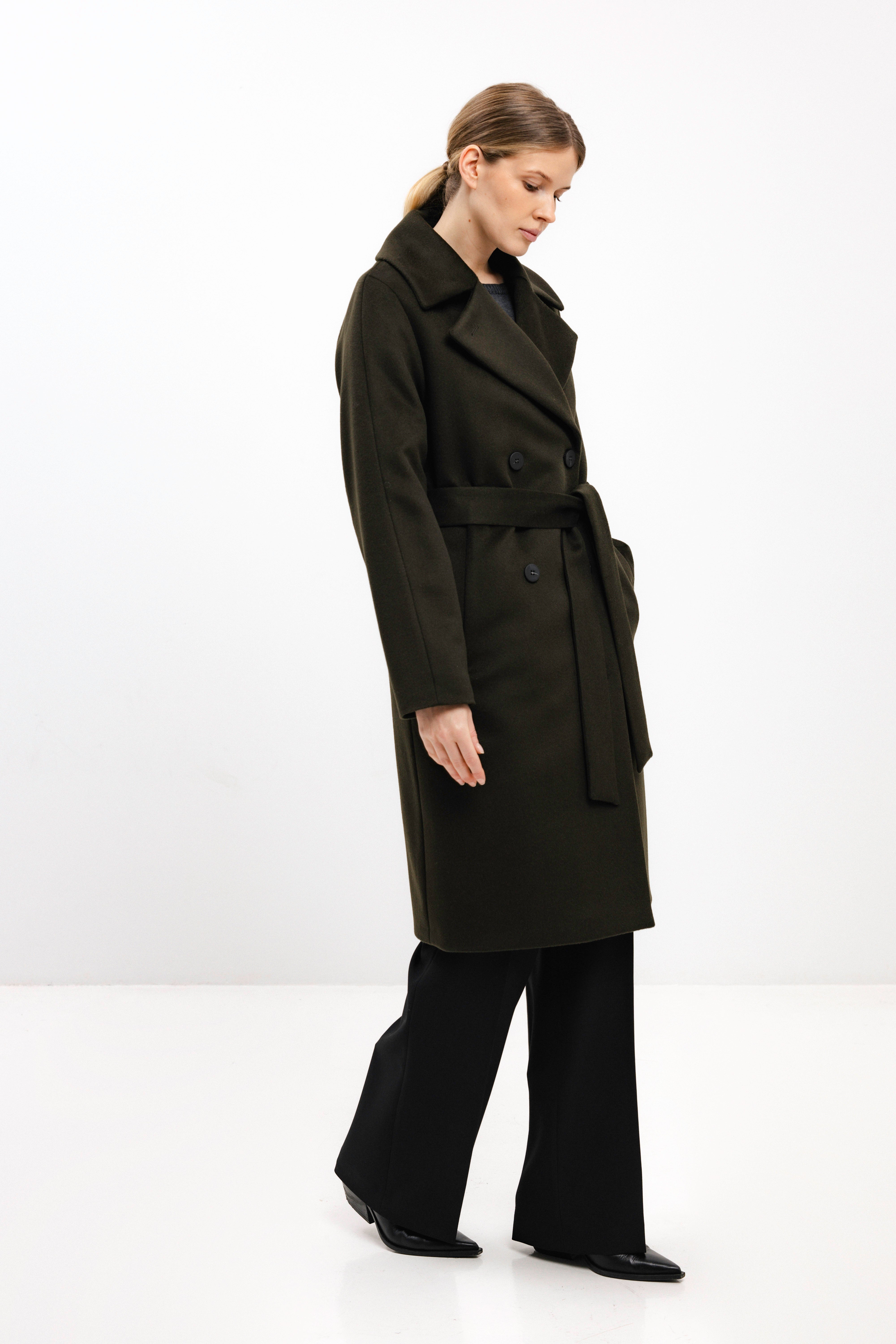 PADDED OLIVE COAT WITH VIRGIN WOOL