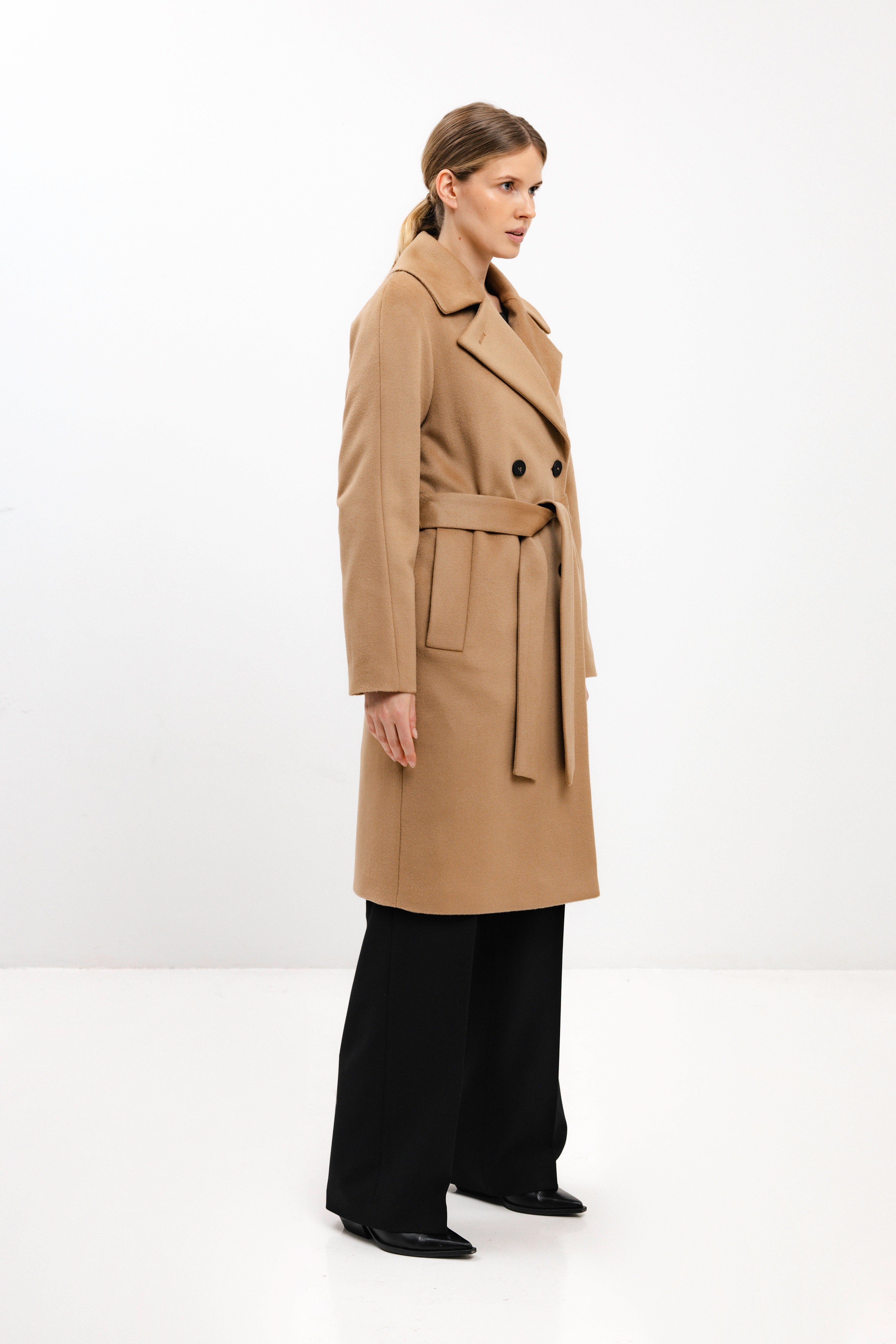 PADDED CAMEL COAT WITH VIRGIN WOOL